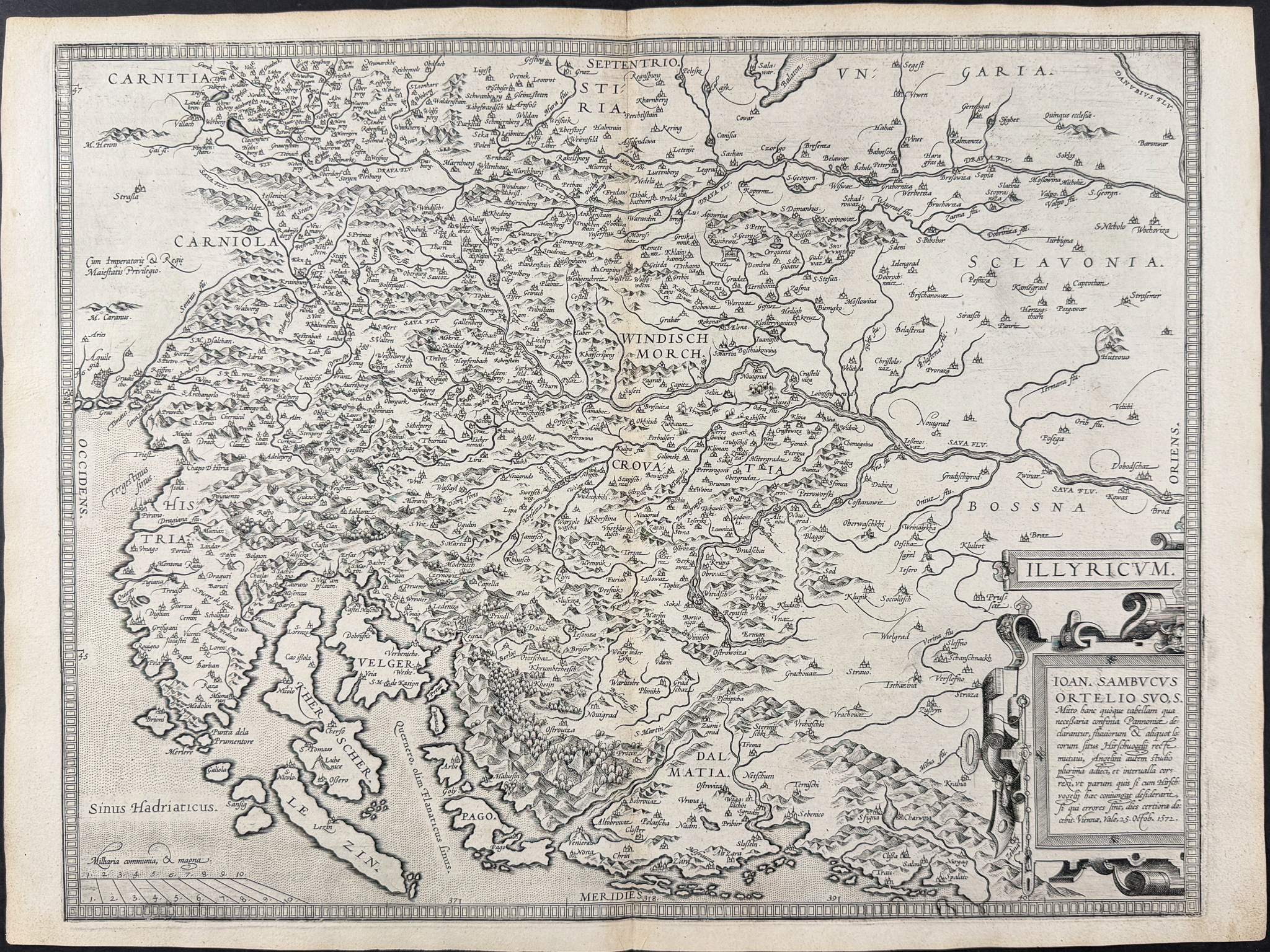 Ortelius, pub. 1575 - Map of the Western Balkans including Croatia, Slovenia, Bosnia