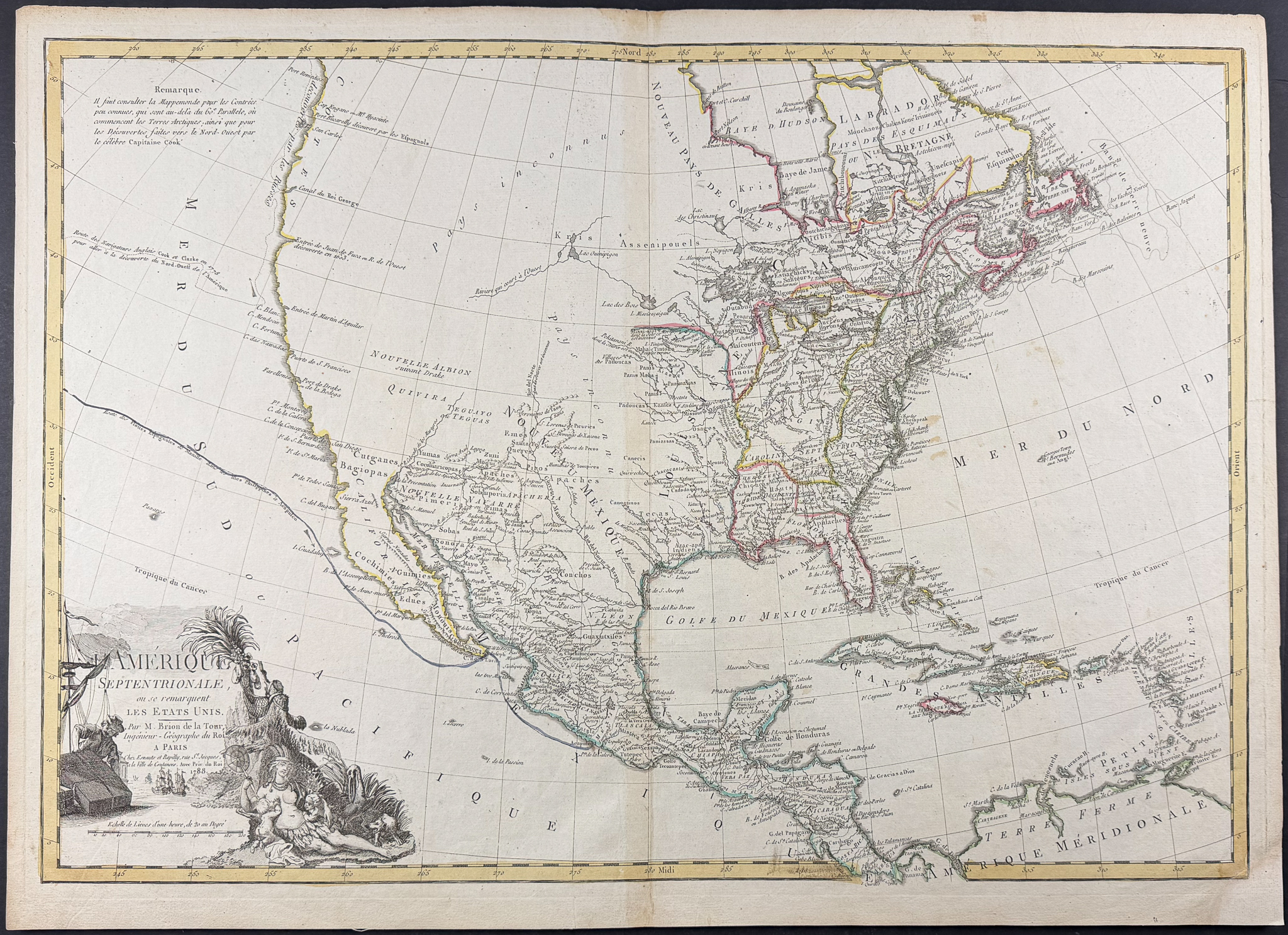 La Tour - Map of North America [L'Amerique Septentrionale ou se Remarquent les Etats Unis]