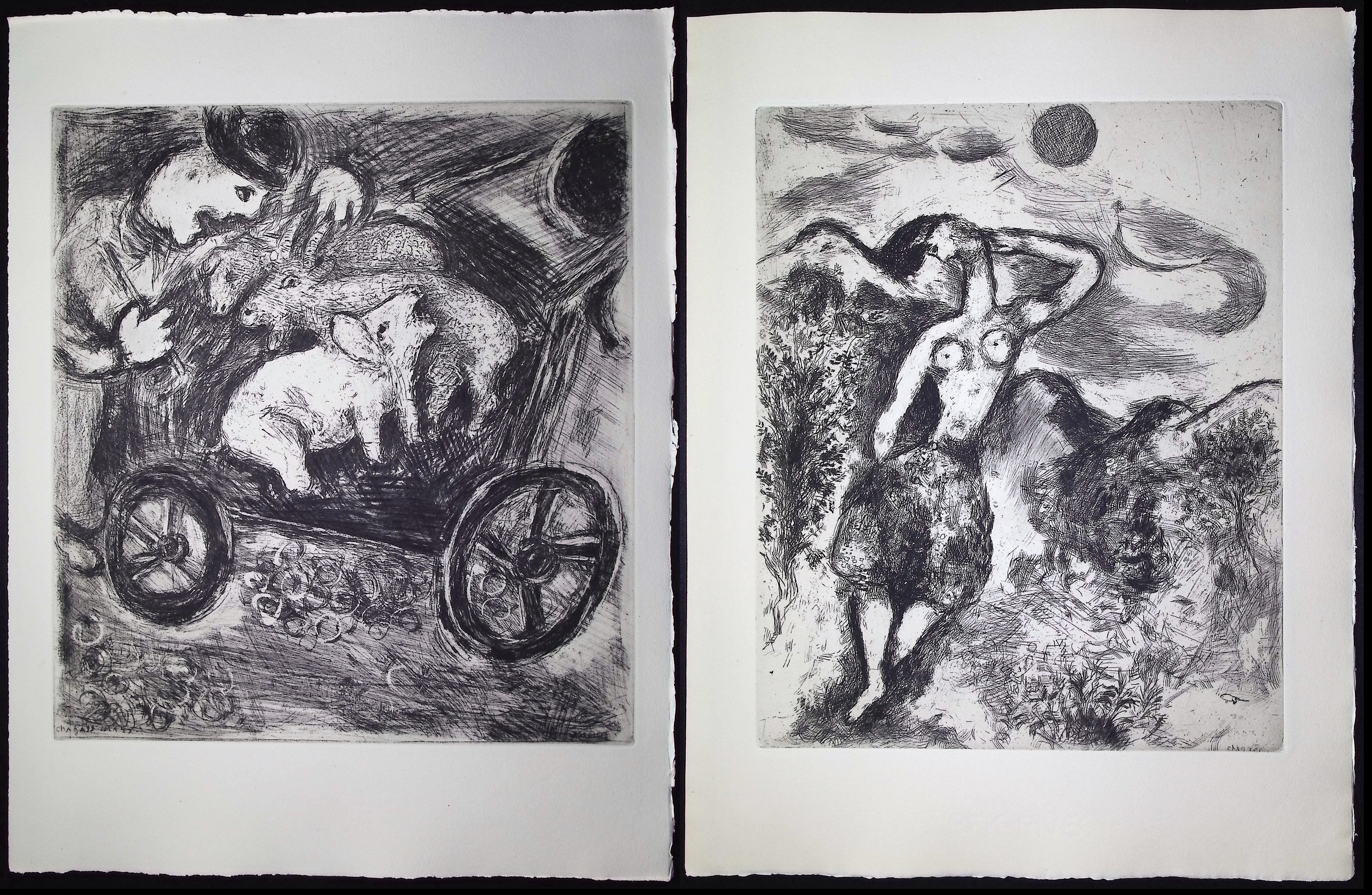 Chagall & Fontaine's Fables - 4 Etchings of Fables