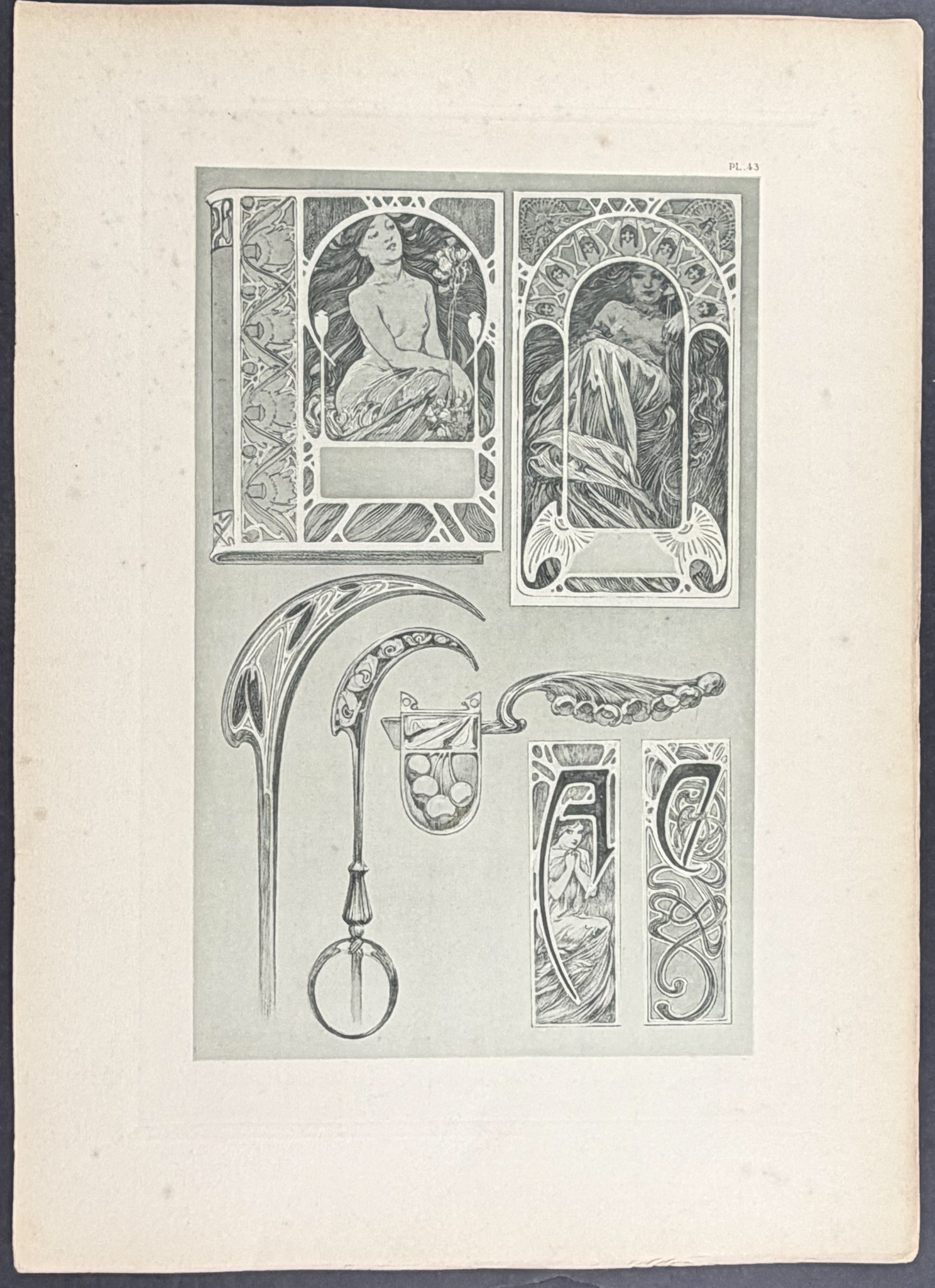 Mucha, Folio - Pair of Design Lithographs