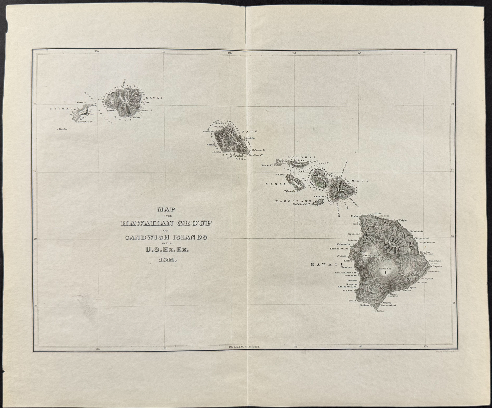 Wilkes - Map of the Hawaiian Group or Sandwich Islands, 1841