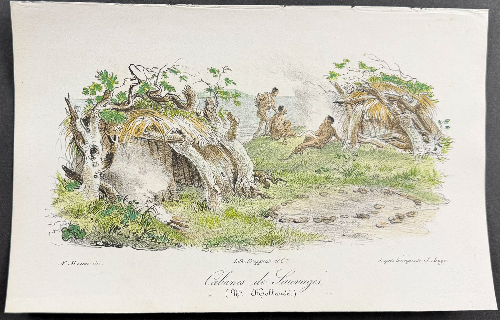 Arago, Australia - Family of Savages, Aborigines [Cabanes de Sauvages (Nouvelle Holland)]