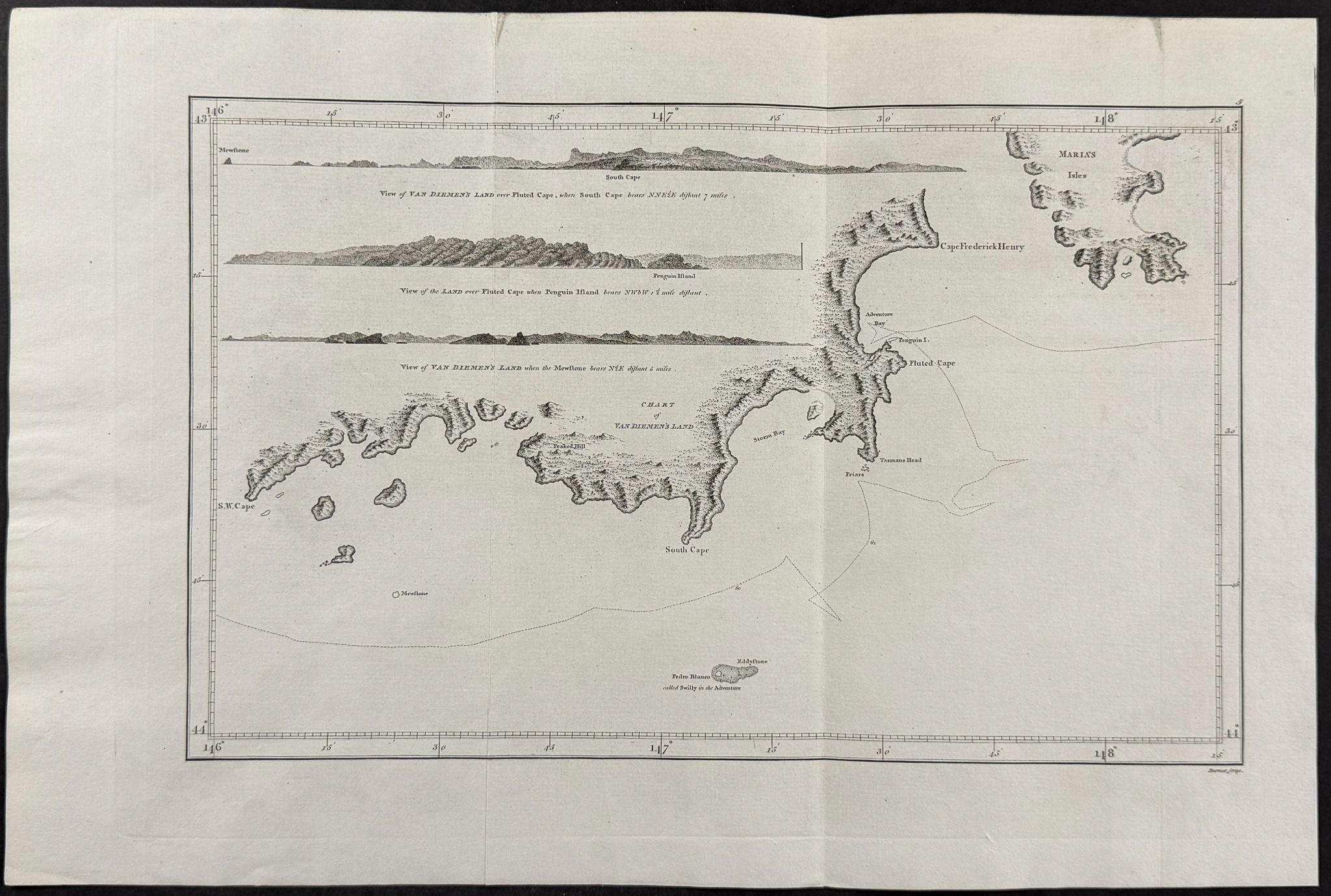Captain Cook, Australia - Chart of Van Diemen's Land [New Holland]