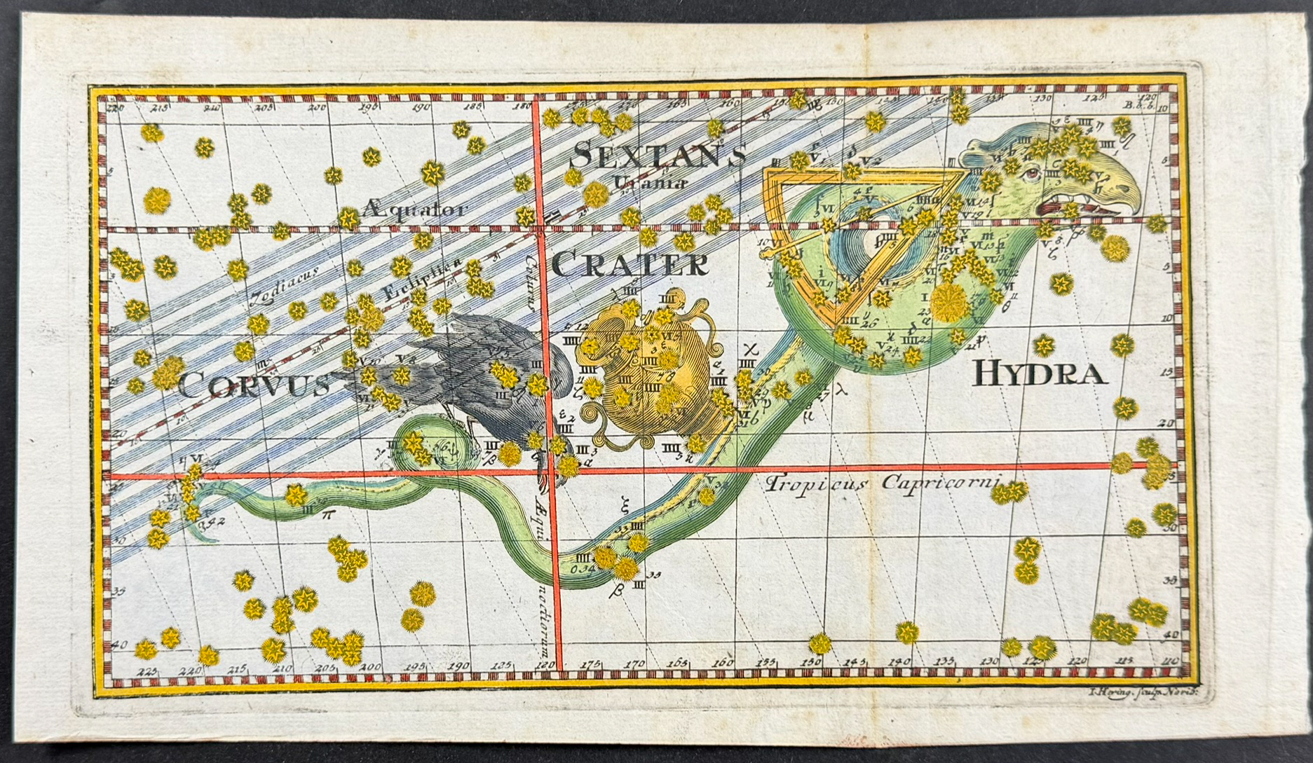 Thomas - Constellation or Celestial Chart of Corvus, Crater, Sextans, Hydra
