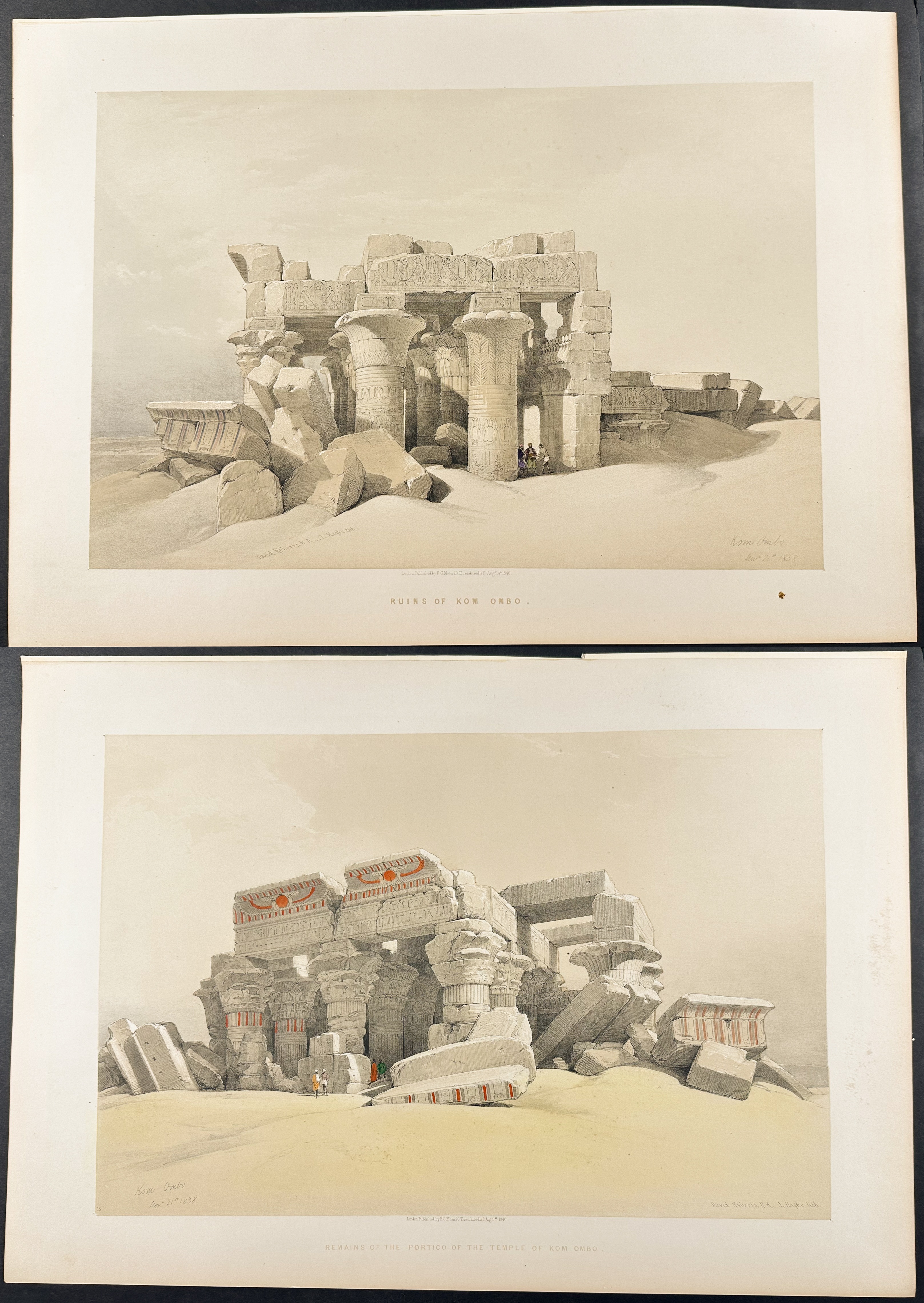 David Roberts - Pair of Lithographs of the Ruins of Kom-Ombo