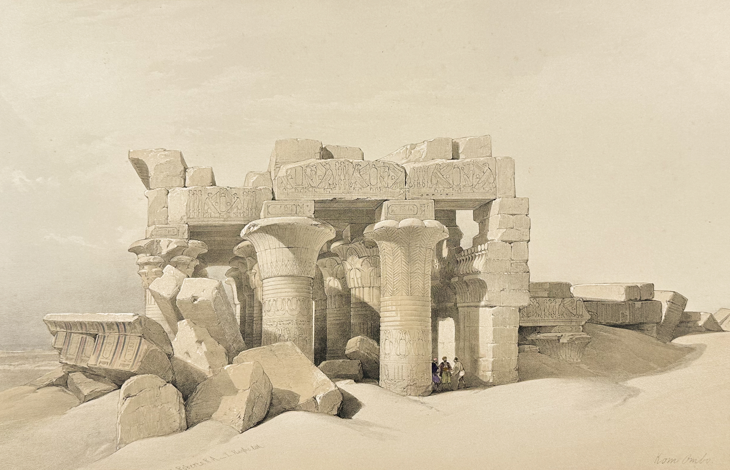 David Roberts - Pair of Lithographs of the Ruins of Kom-Ombo