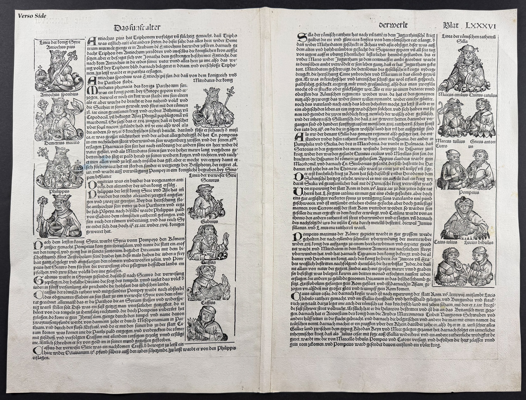 Schedel, pub. 1493 - View of Florence, Italy / Verso: Religious & Historic Figures