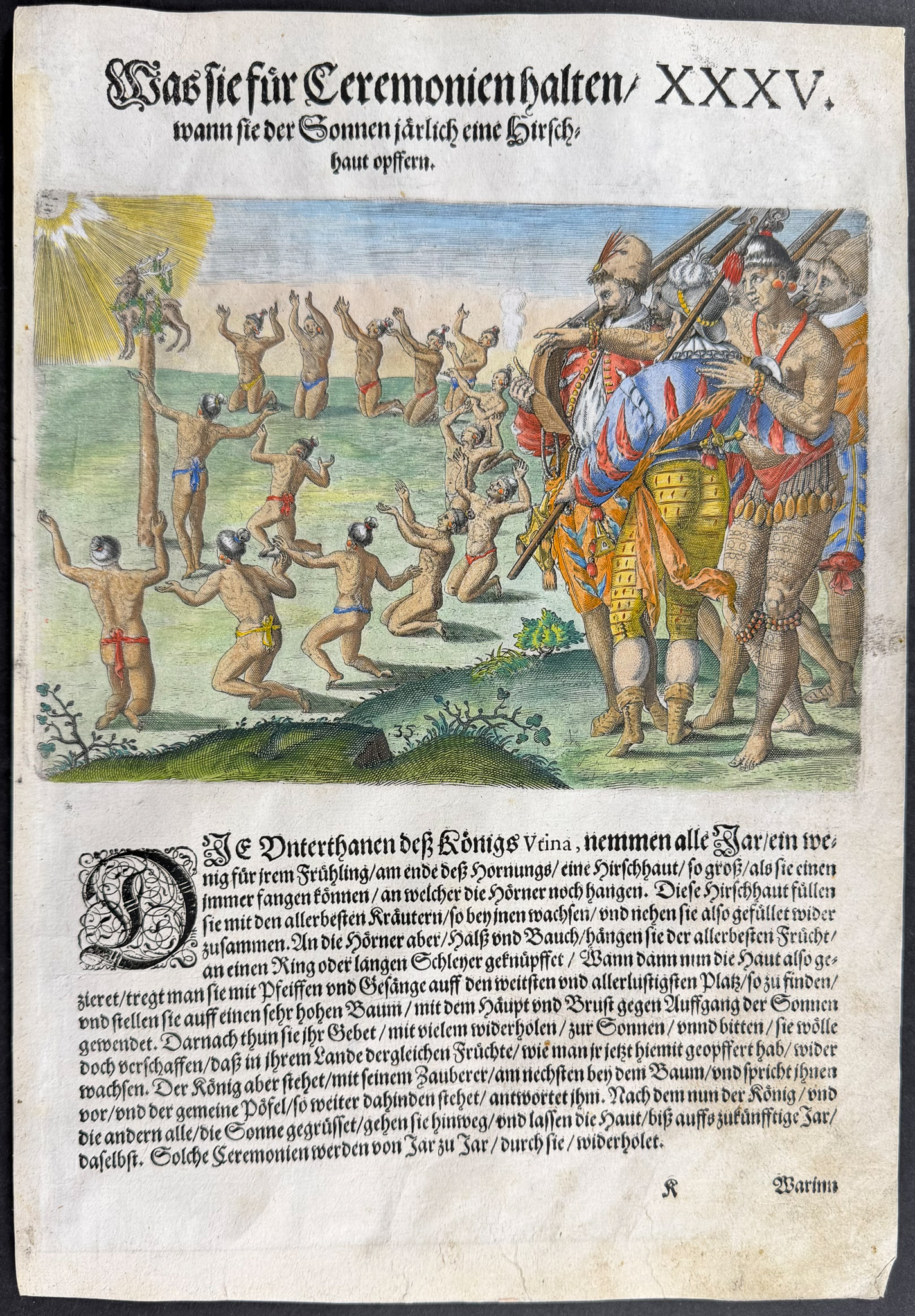 De Bry - Florida - Solemnities while consecrating the skin of a stag to the sun