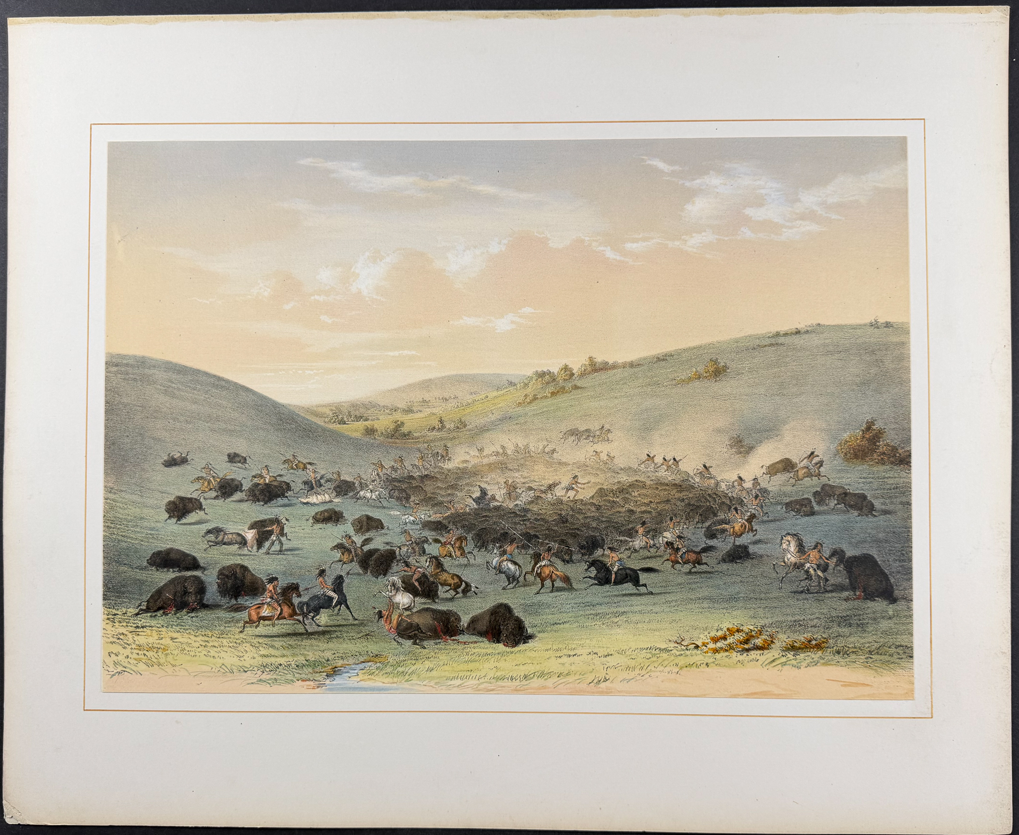Catlin, Folio, On Card - Buffalo Hunt, Surround