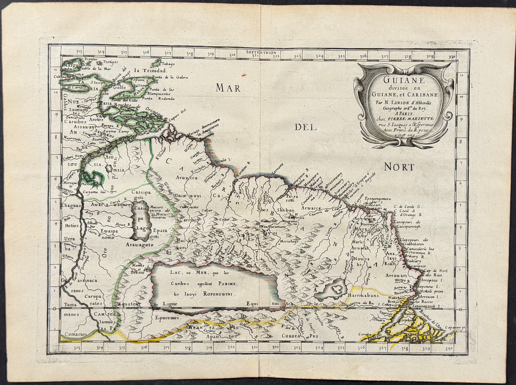 Sanson - Map of Guiana, South America