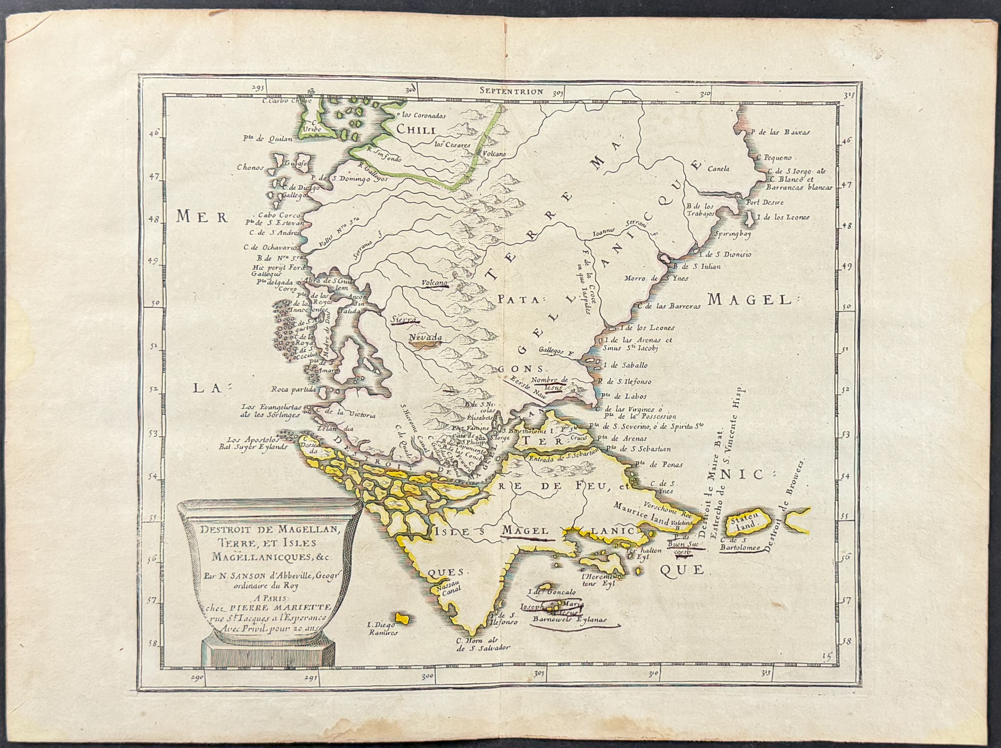 Sanson - Map of the Magellan Strait, South America