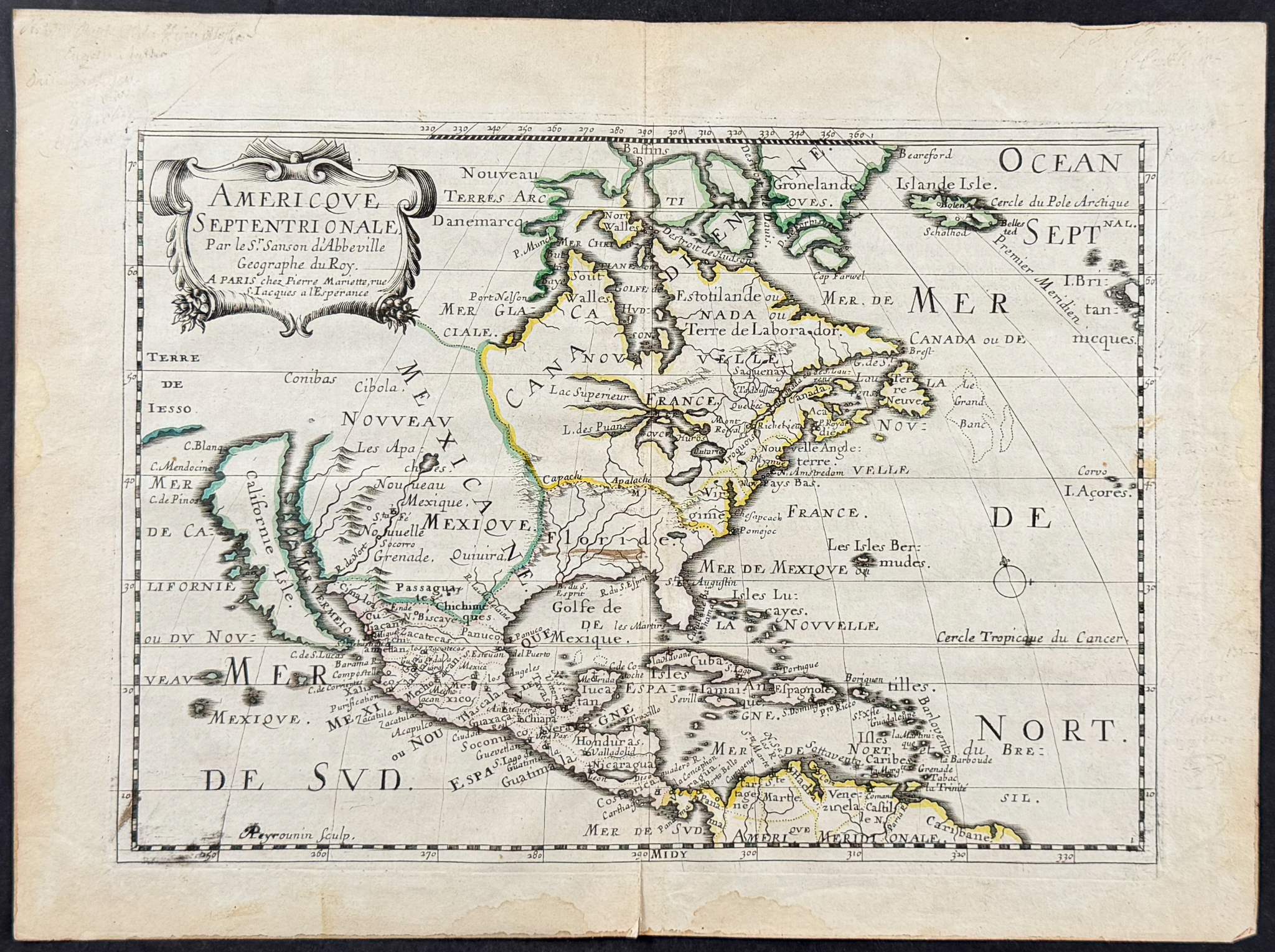 Sanson - Map of North America (Canada, Great Lakes, California as an Island, Florida, Mexico)