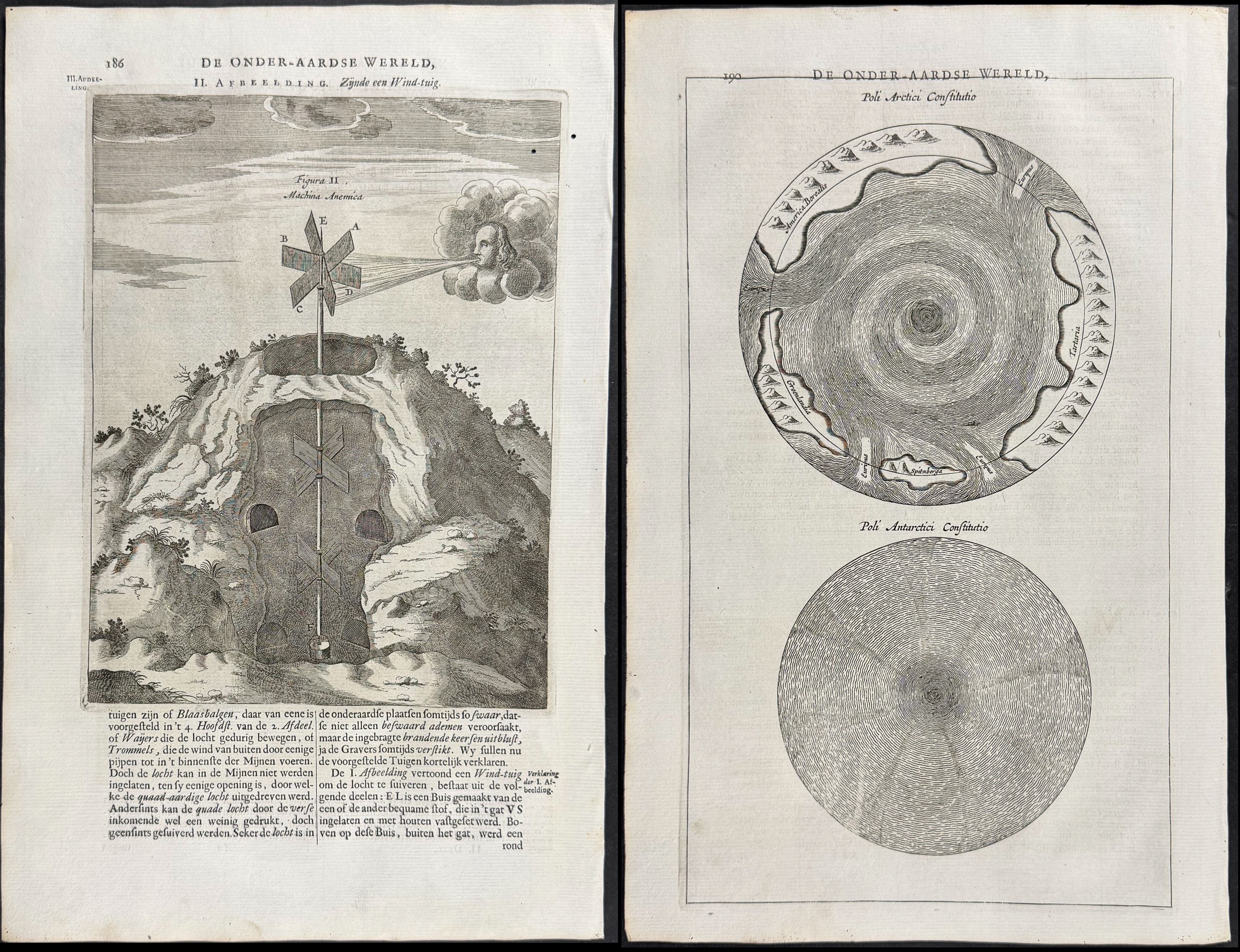Kircher, pub. 1682 - 7 Engravings with Subterranean Views & Mechanical Devices