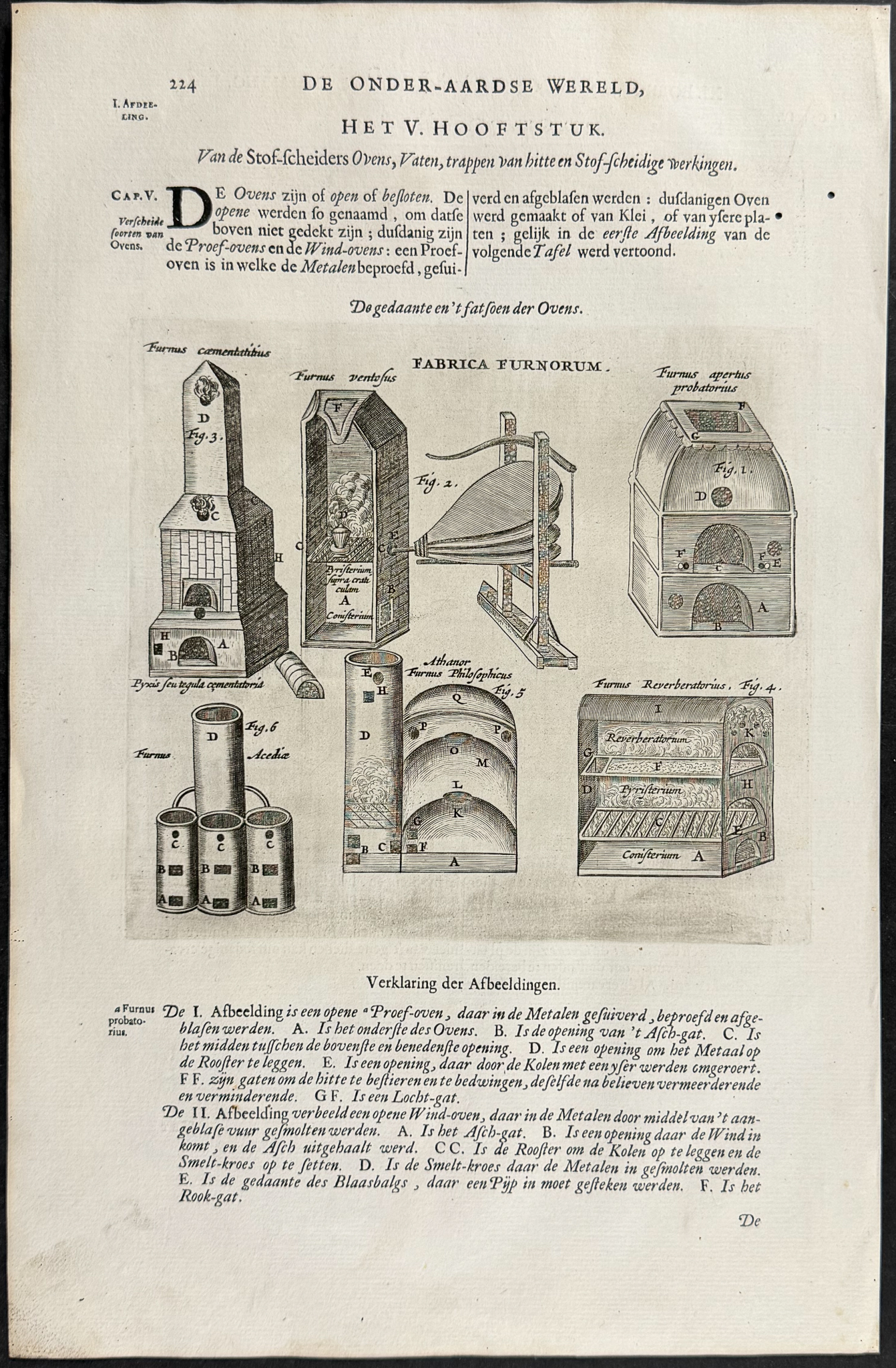 Kircher, pub. 1682 - 7 Engravings with Subterranean Views & Mechanical Devices