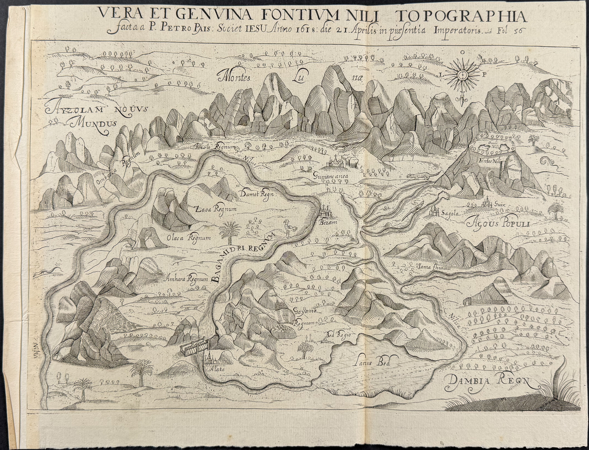 Kircher, pub. 1682 - Three Maps to Two sheets of the Origin & Topography of the Nile River, Africa (Kircher the first to describe the findin