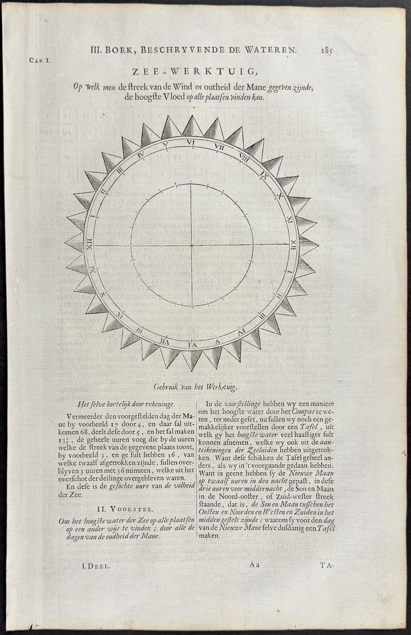 Kircher, pub. 1682 - Two Engravings with Volvelles for Ocean Movement & Meridian Lines