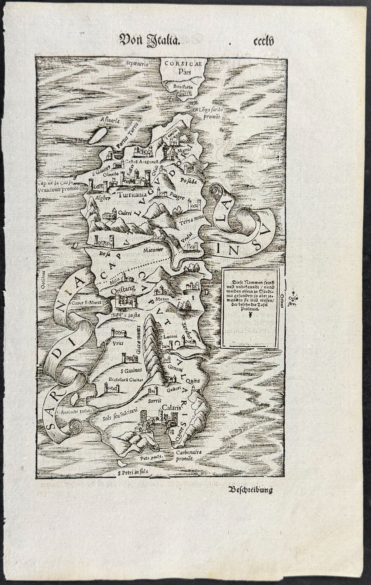 Munster, pub. 1592 - Map of Sardinia