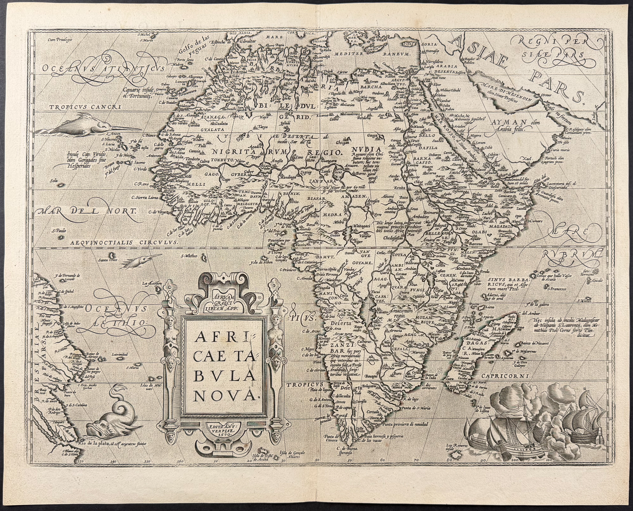 Ortelius, pub. 1587 - Map of Africa