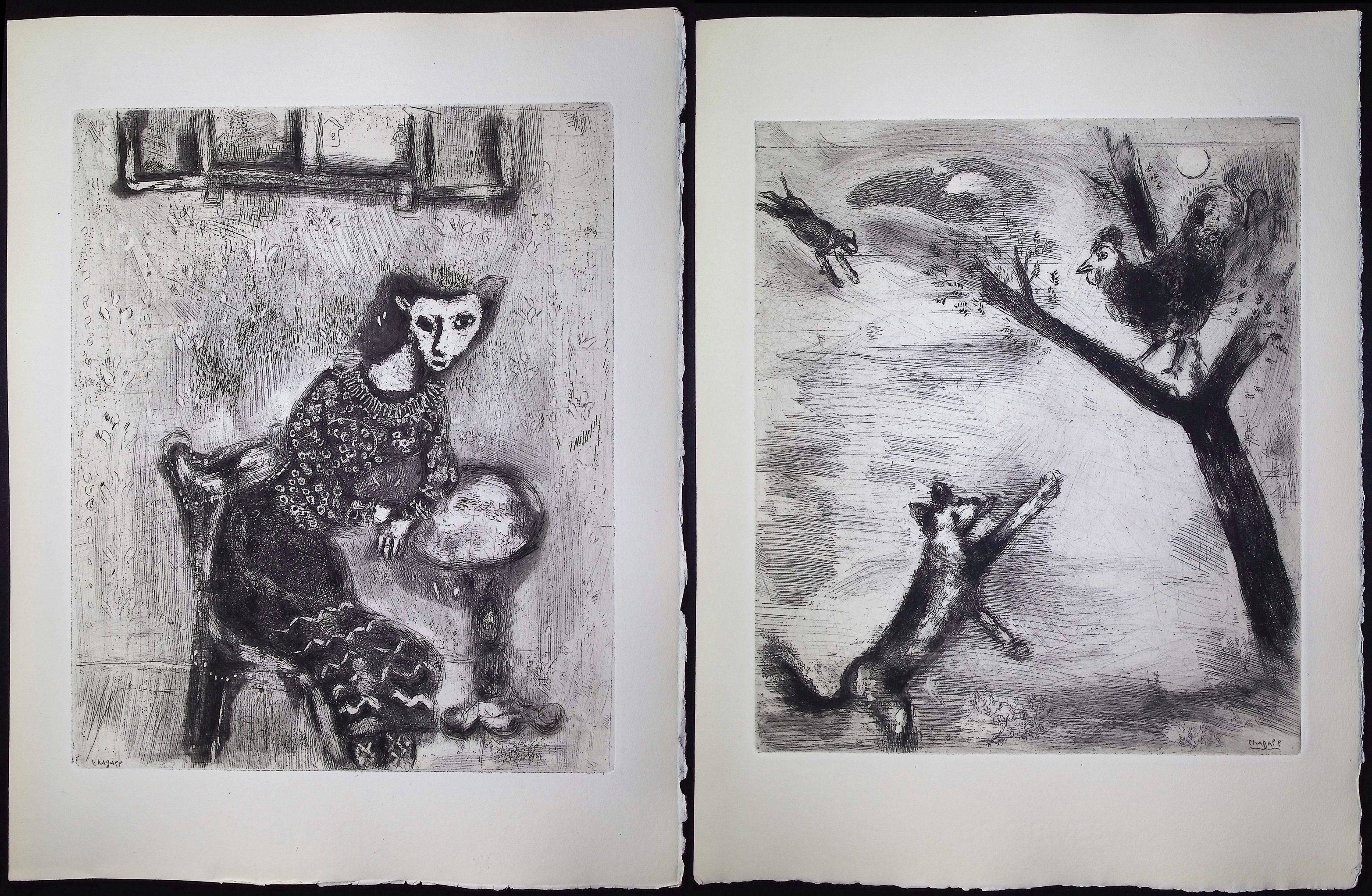 Chagall & Fontaine's Fables - 4 Etchings of Fables