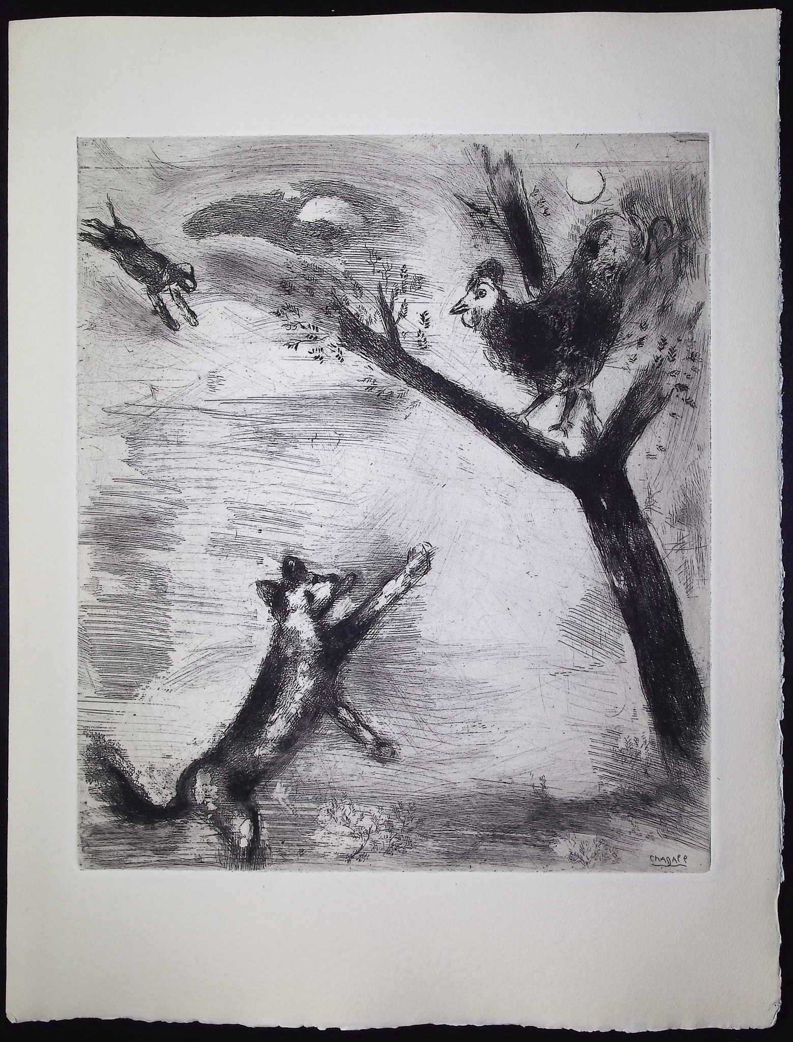 Chagall & Fontaine's Fables - 4 Etchings of Fables