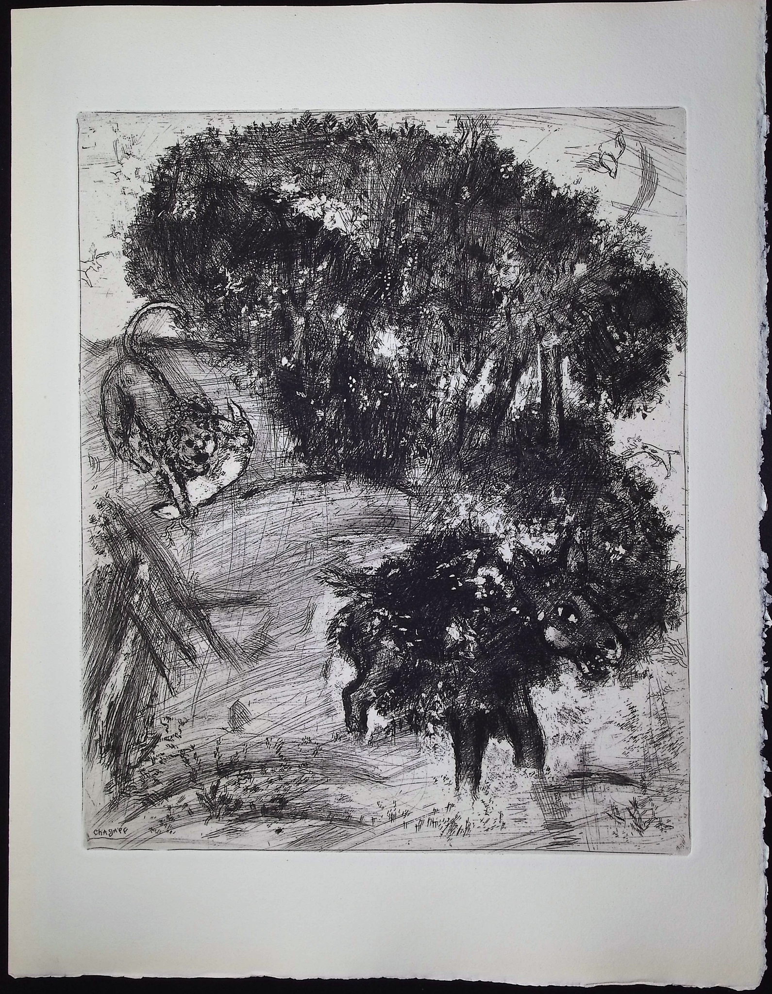 Chagall & Fontaine's Fables - 4 Etchings of Fables