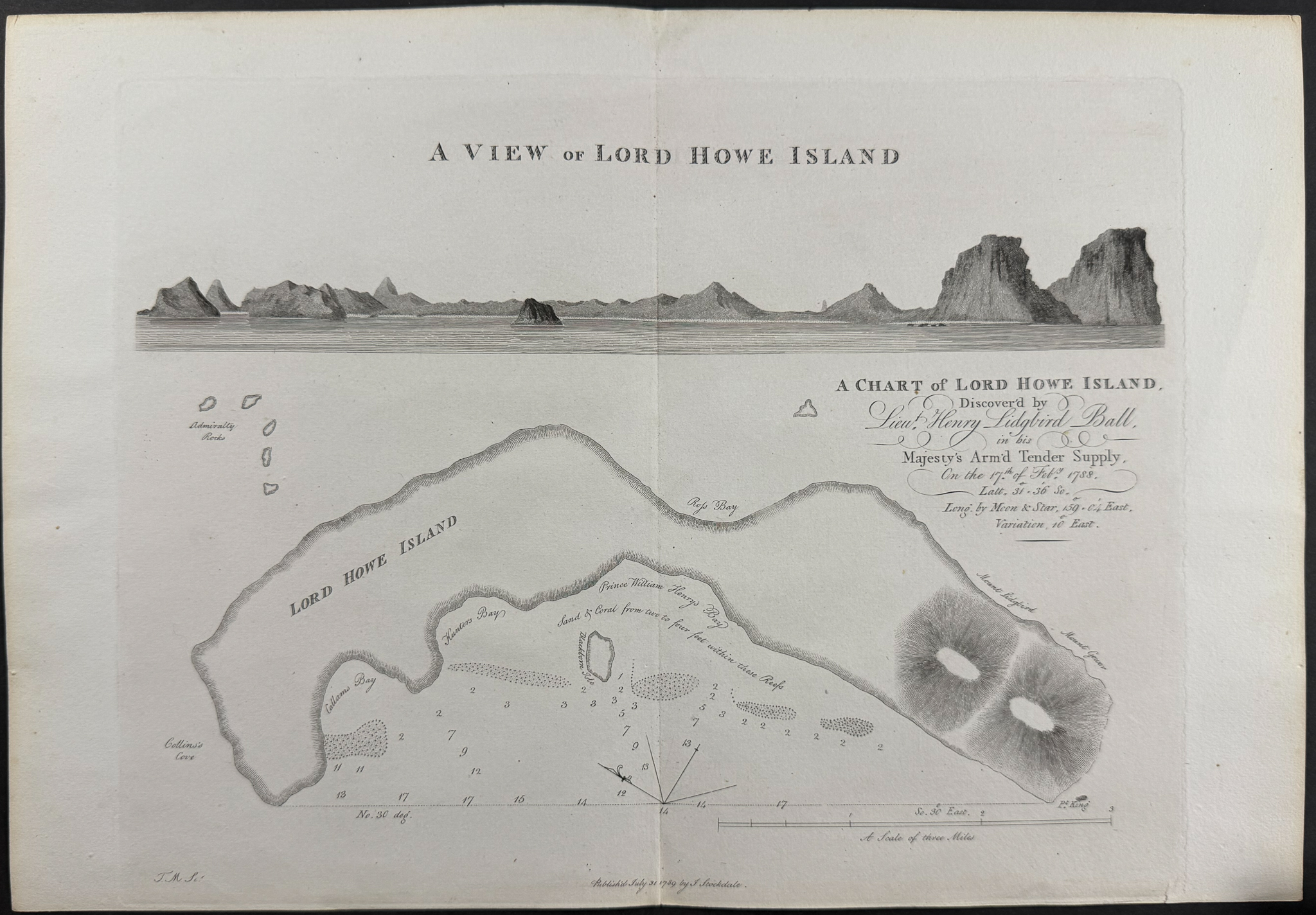 Philip, Australia - A View of Lord Howe Island, A Chart of Lord Howe Island