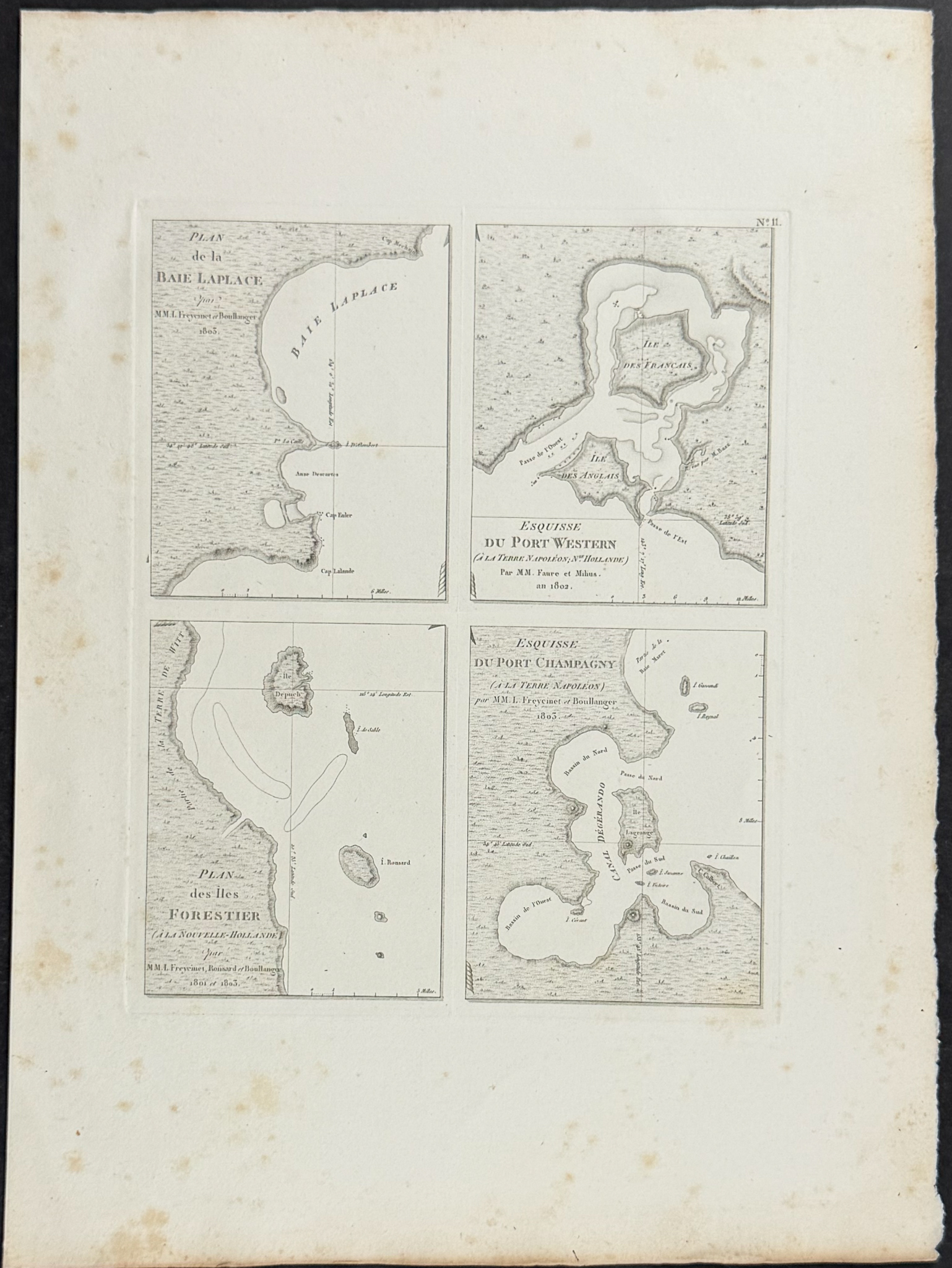 Peron & Freycinet - Maps of Australia (Baie Laplace, Port Western, Iles Forestier, Port Champagny) [Australia, New Holland]