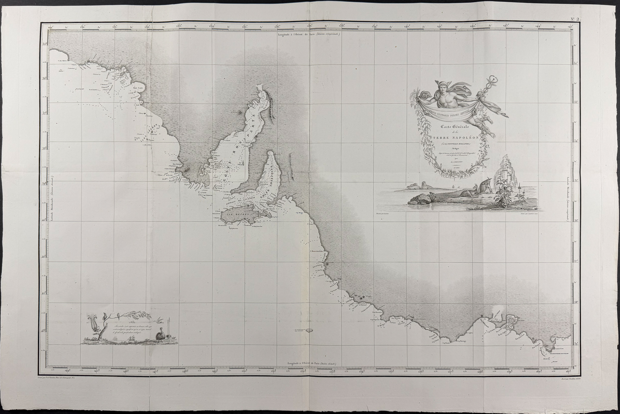Peron & Freycinet - Map of Adelaide, South Australia [First Detailed Mapping of the Region]