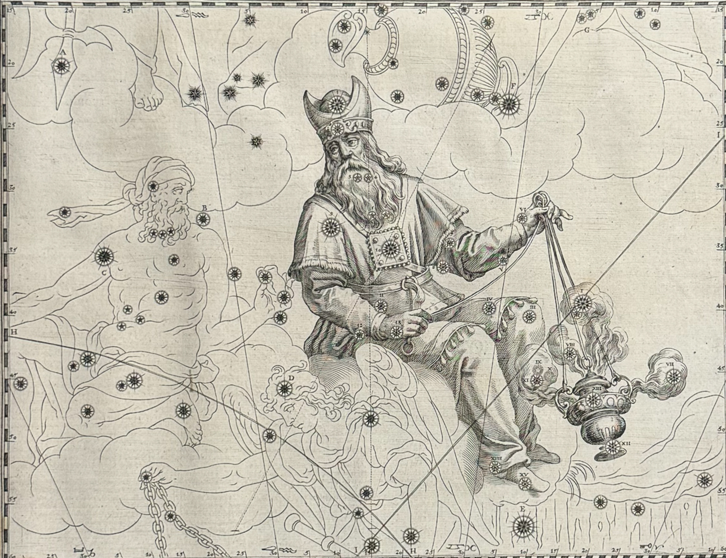 Schiller - Pair of Christianized Constellations of Grus, Phoenix (The high priest Aaron) & Pavo, Indus (Job, servant of God)