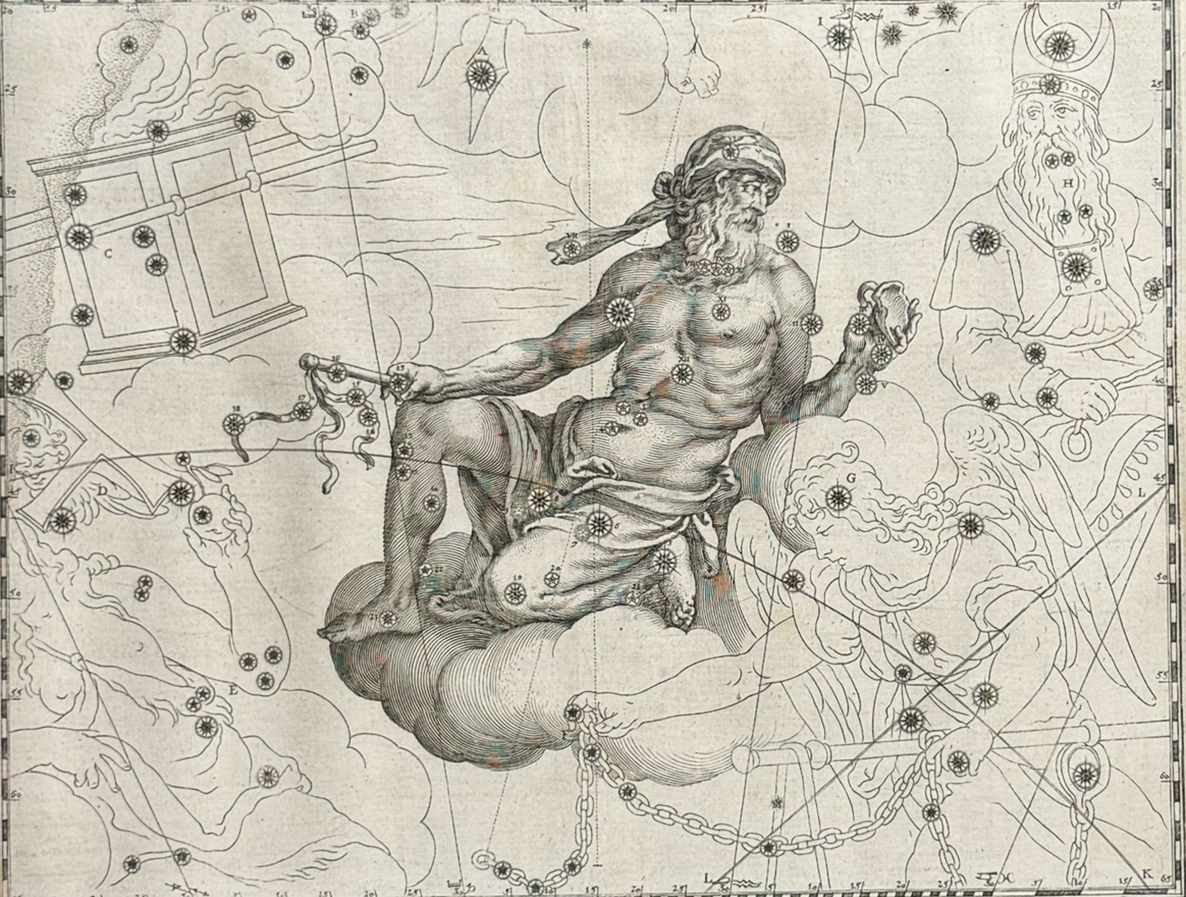 Schiller - Pair of Christianized Constellations of Grus, Phoenix (The high priest Aaron) & Pavo, Indus (Job, servant of God)