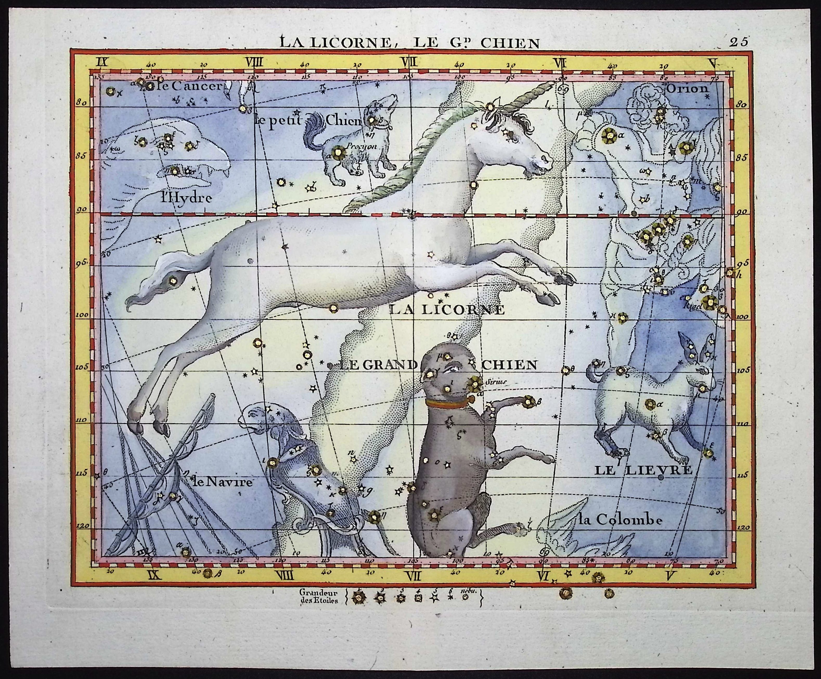 Flamsteed - Constellation or Celestial Chart of Unicorn, Dog