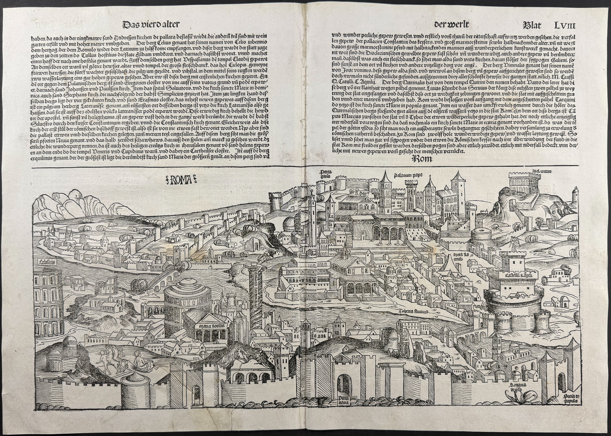 Schedel, pub. 1493 - View of Rome, Italy / Verso: View of Geneva, Switzerland