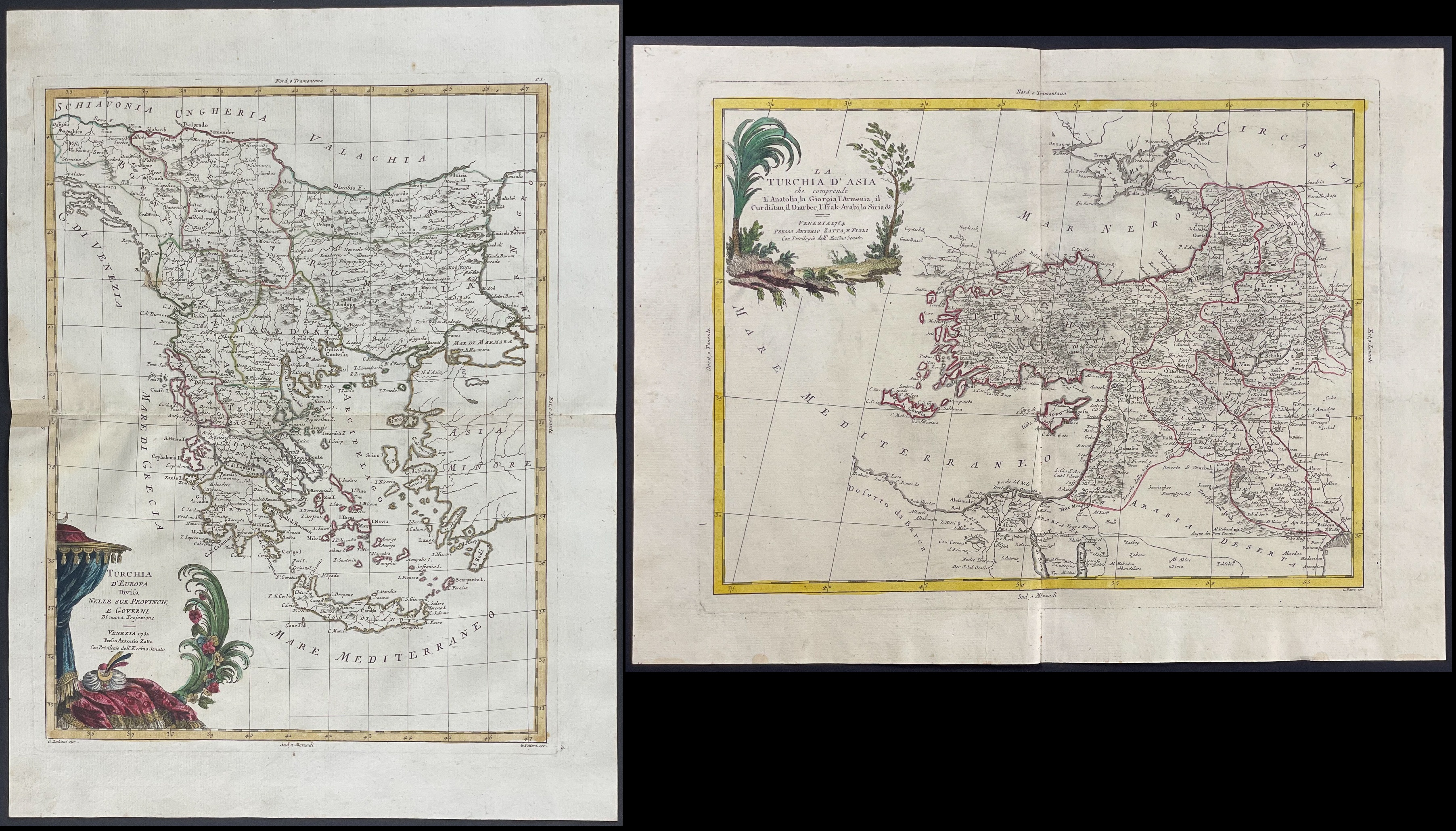 Zatta - Pair of Maps of Turkey