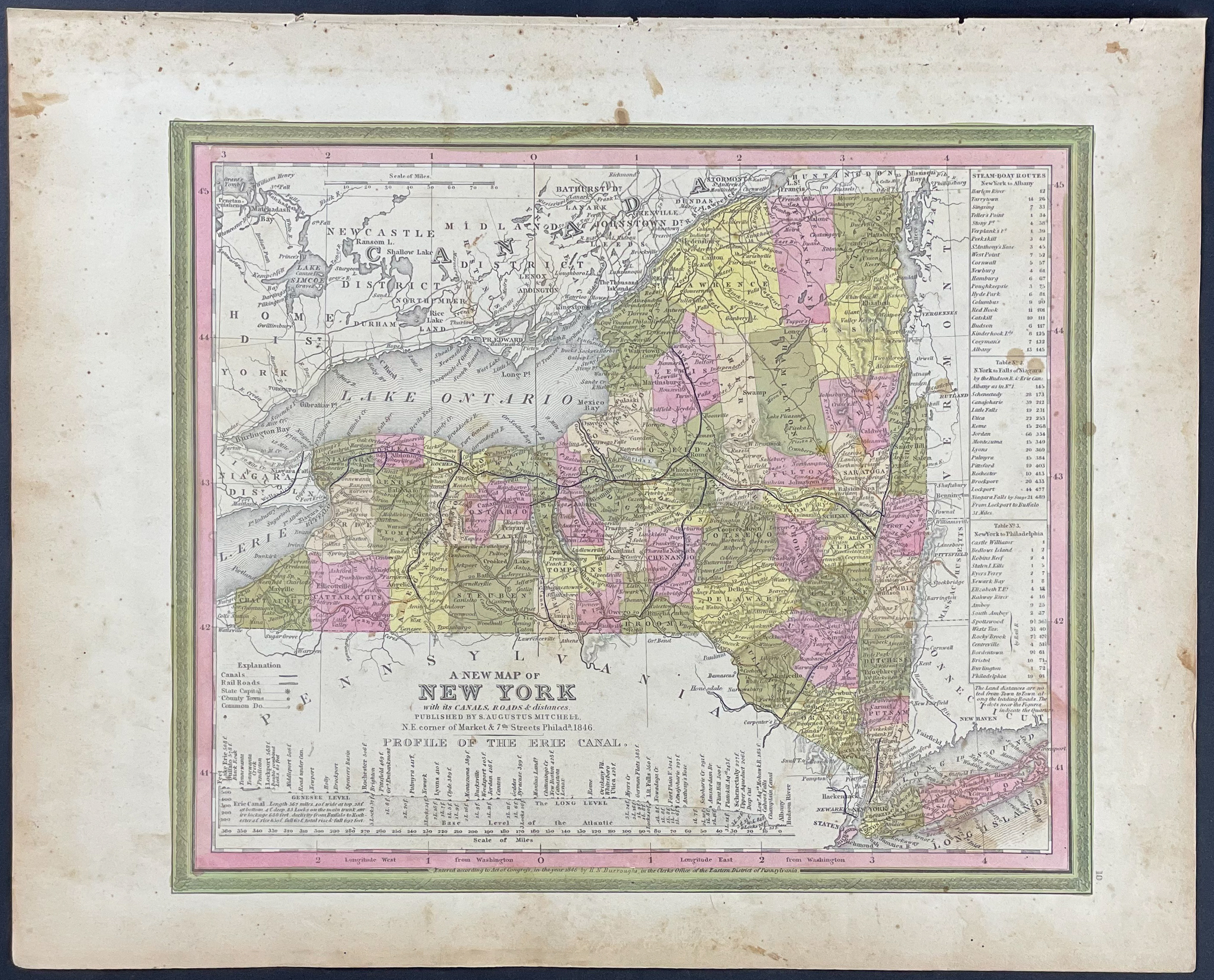 Mitchell - 4 Maps of New England (New York, Connecticut, Massachusetts, Rhode Island, New Hampshire, Vermont)