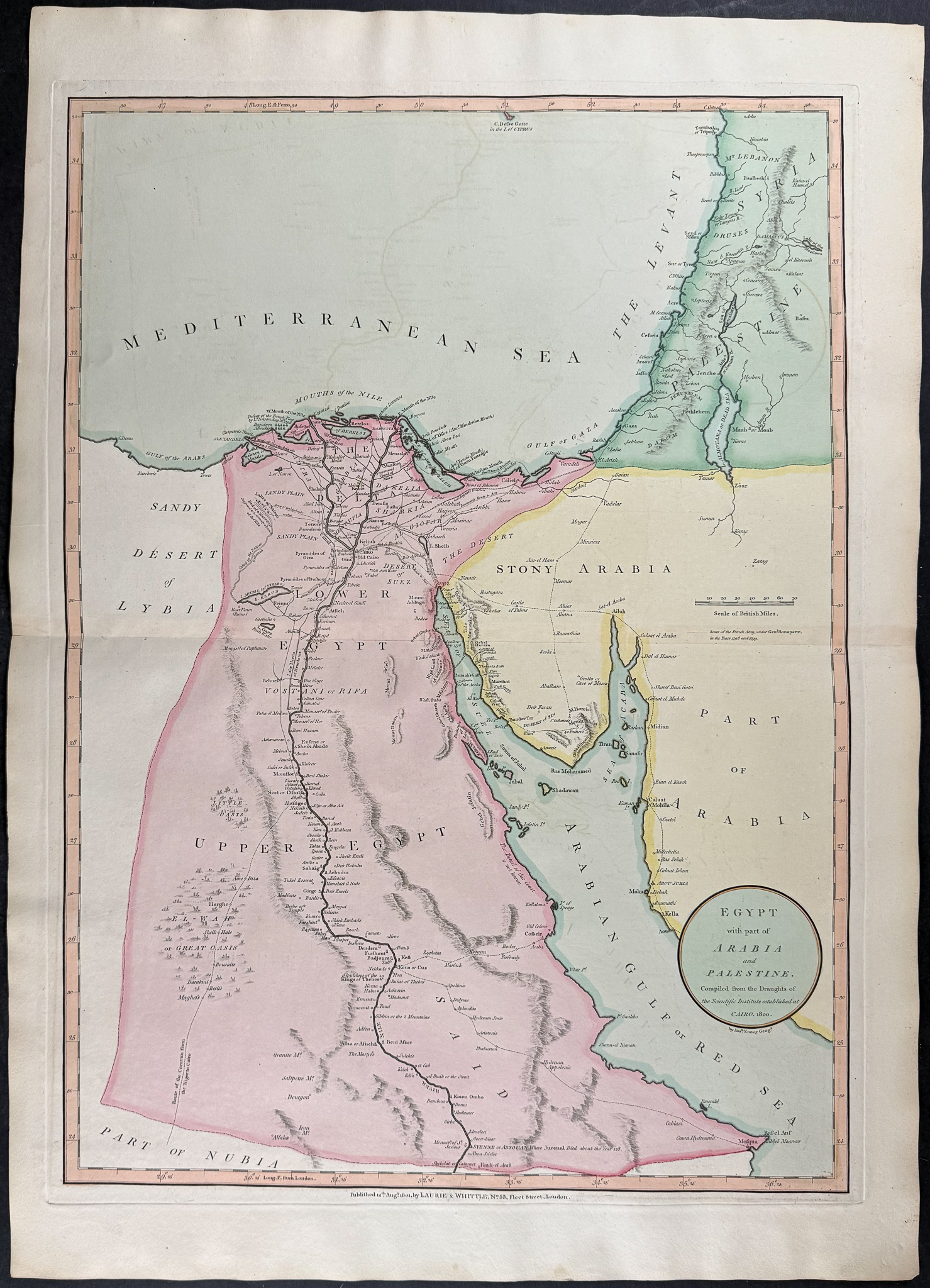 Laurie & Whittle - Map of Egypt [Egypt, with Part of Arabia and Palestine. From the Draughts of the Scientific Institute at Cairo]