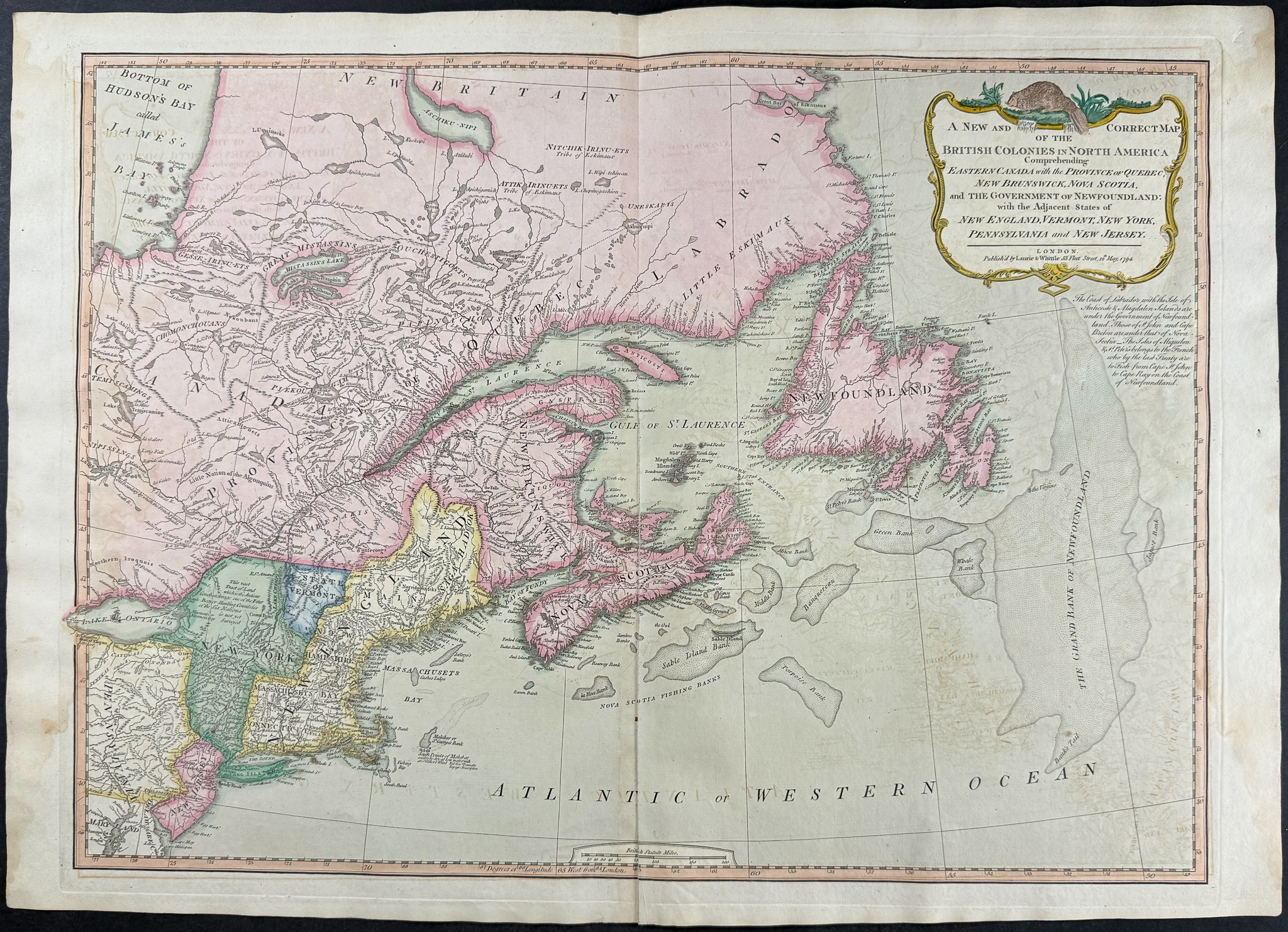Laurie & Whittle - Map of the United States [The British Colonies in North America]