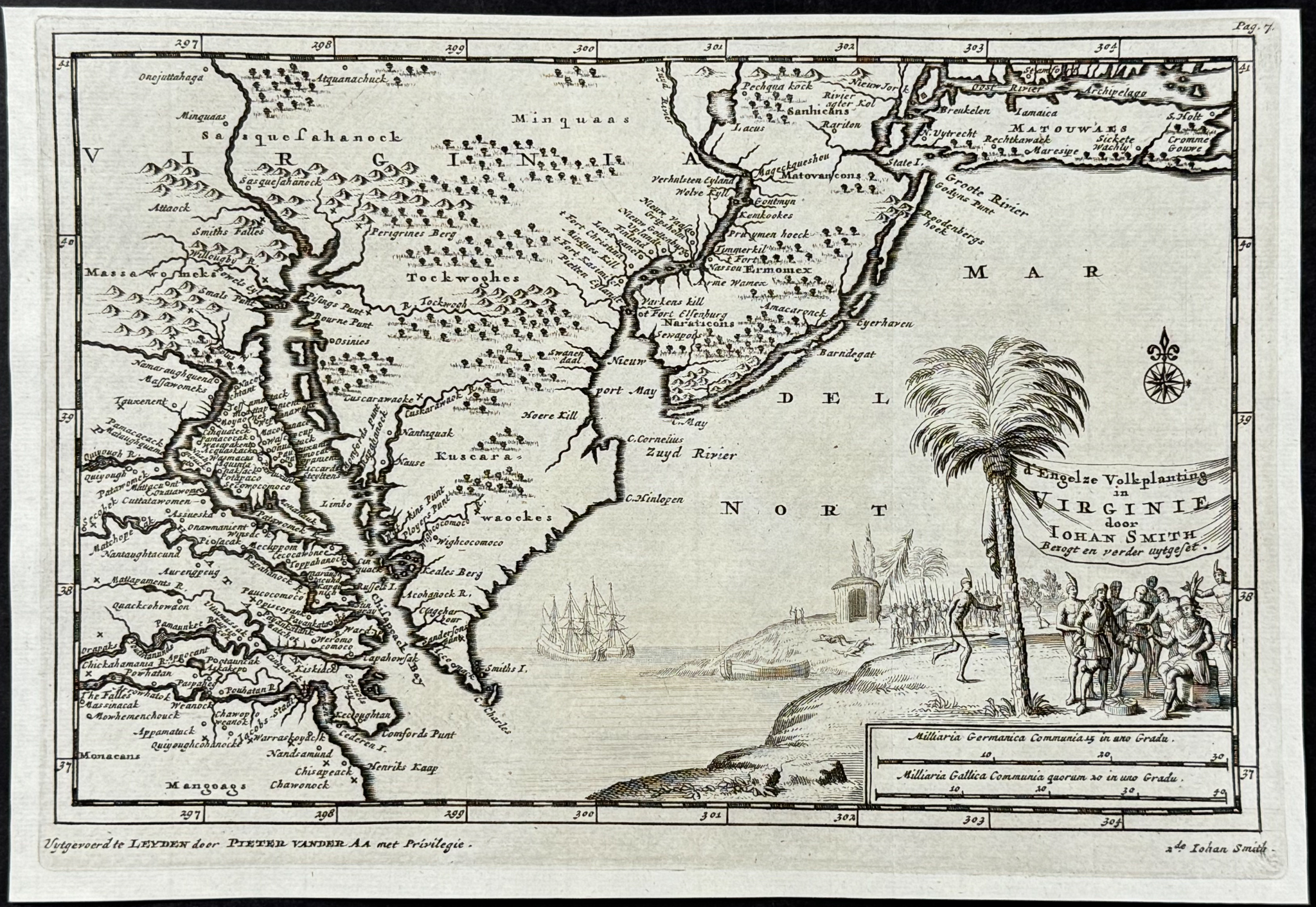 Van der Aa - Map of Virginia, America (with John Smith named)