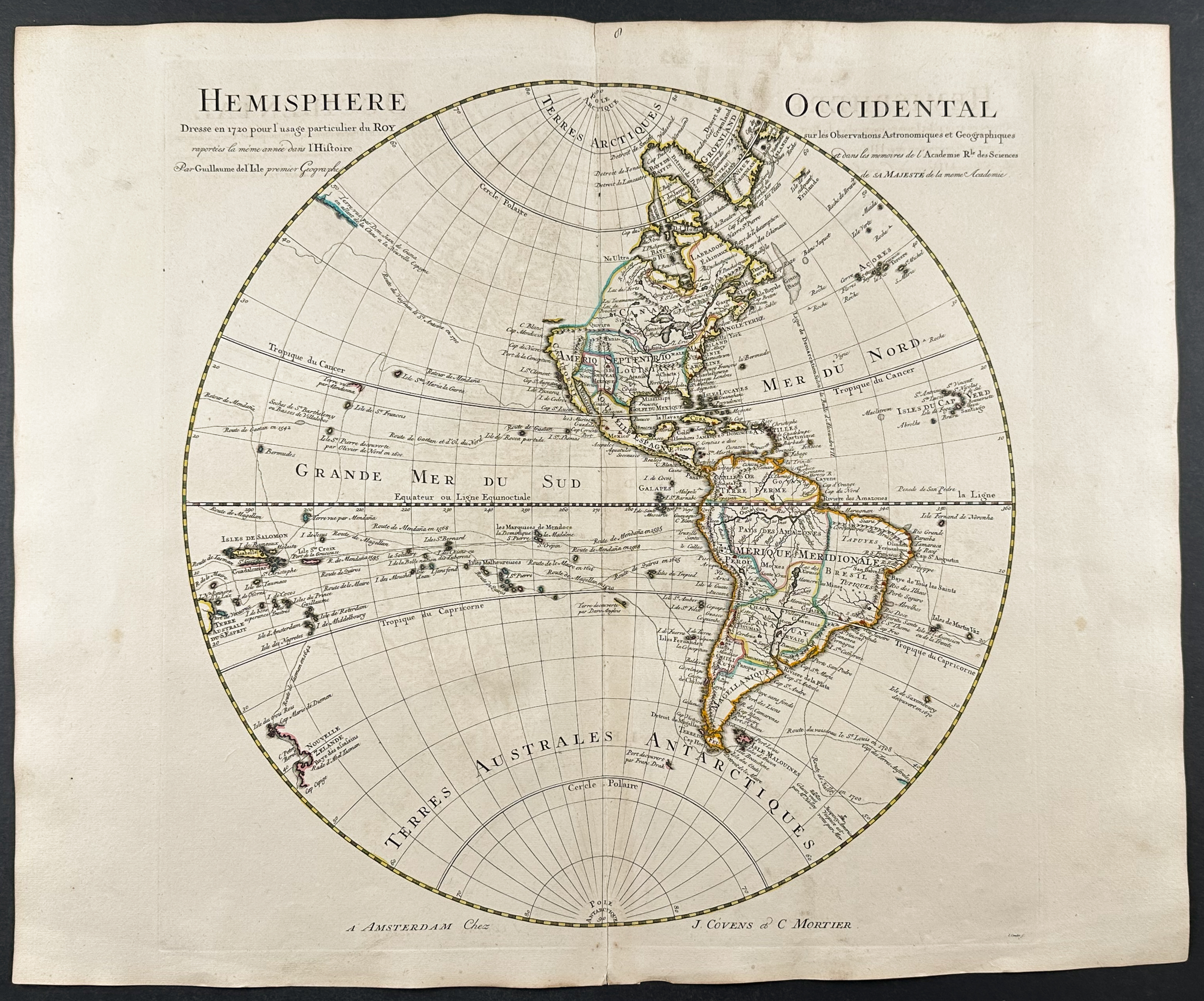 De L'Isle - Map of the Western Hemisphere (Americas and partial coast of New Zealand)