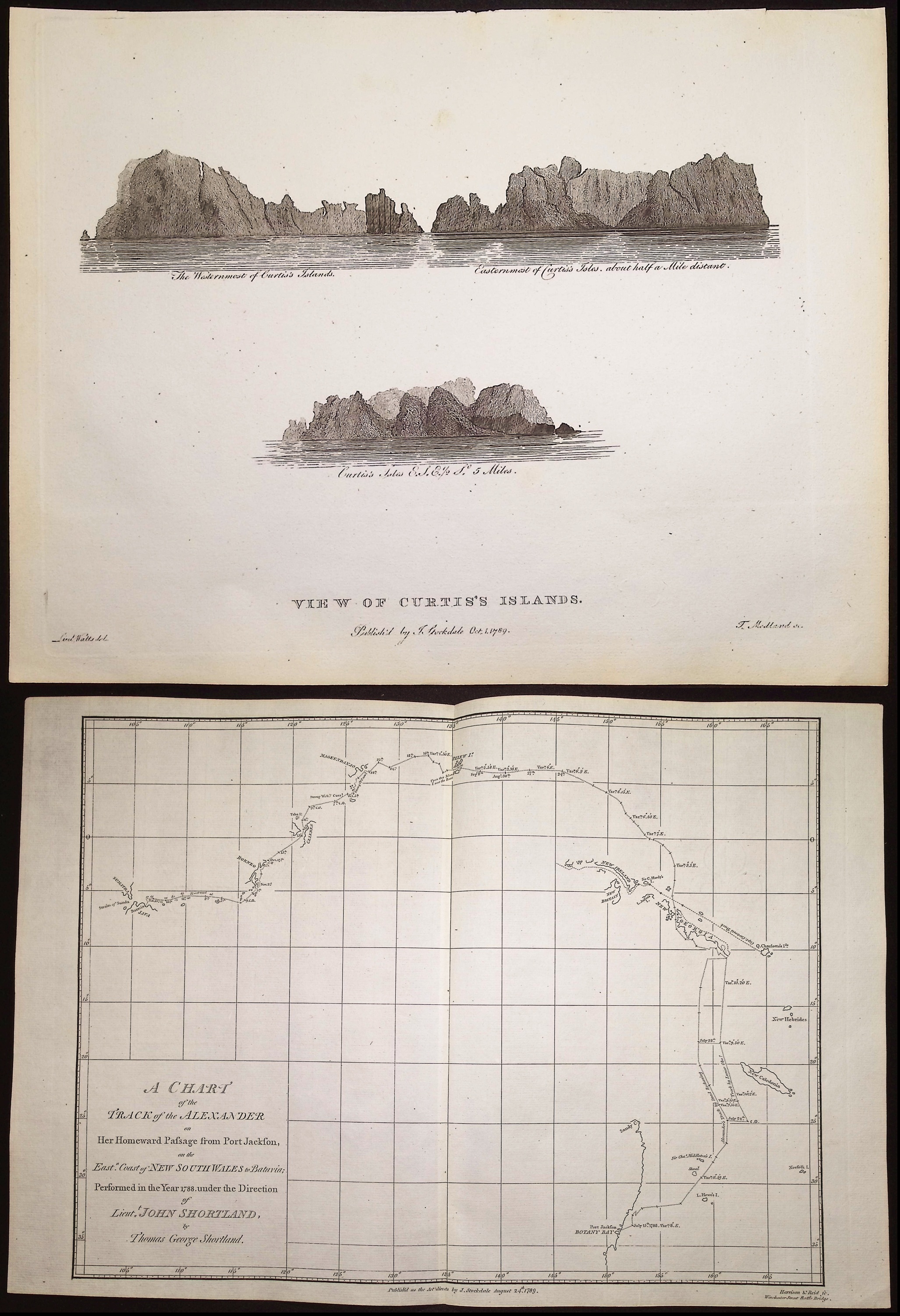 Philip, Australia - 3 Engravings of Coastal Views & Map