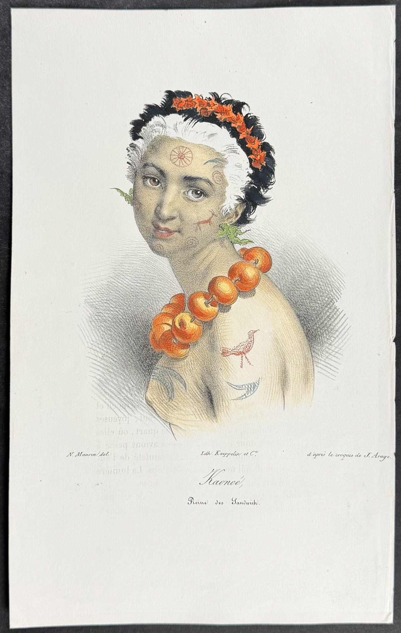 Arago, Hawaii - Kanoe, the Queen of the Sandwich Islands [Kaonoe, Reine des Sandwich]