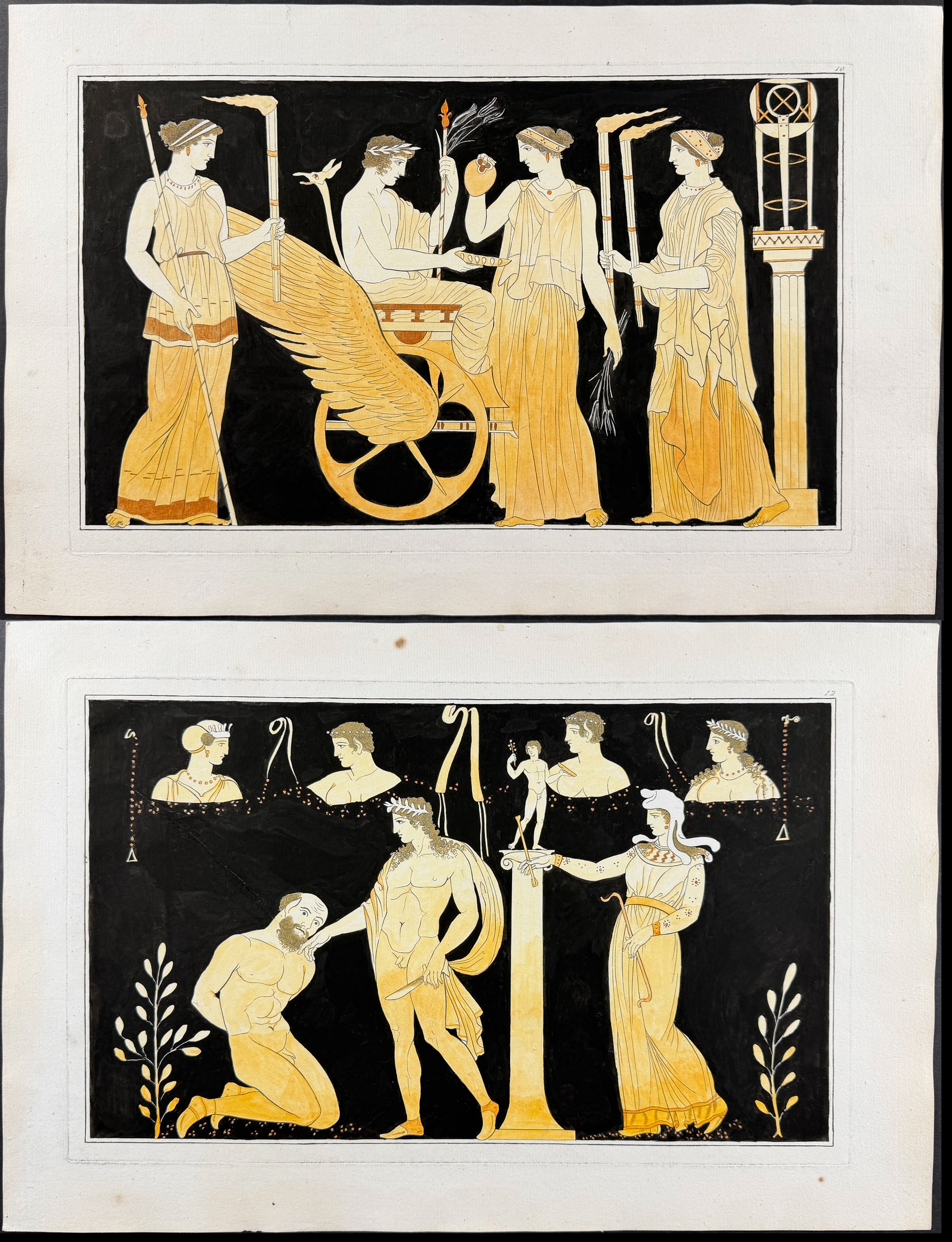 Hamilton - Pair of Engravings of a Painting from a Grecian Vase