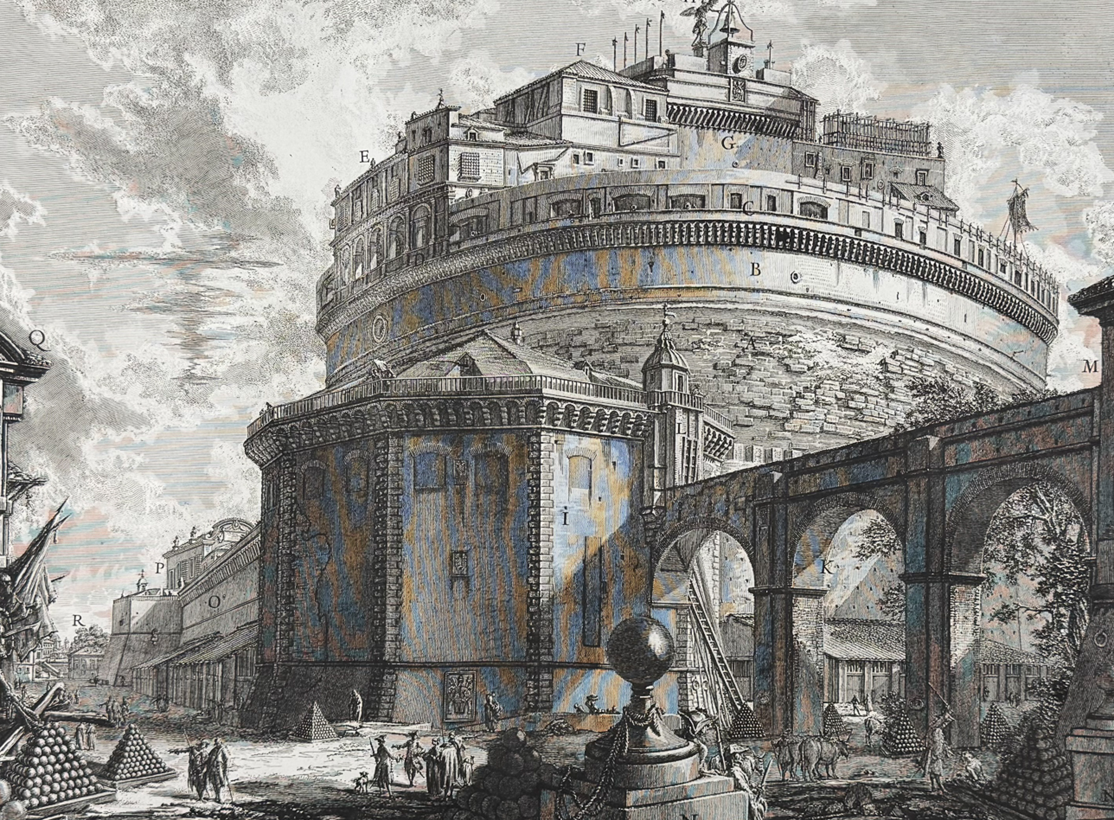 Piranesi, Folio - View of Hadrian’s Mausoleum, now called Castel Sant’Angelo… [Veduta del Mausoleo d'Elio Adriano cora chiamato Castello S. 
