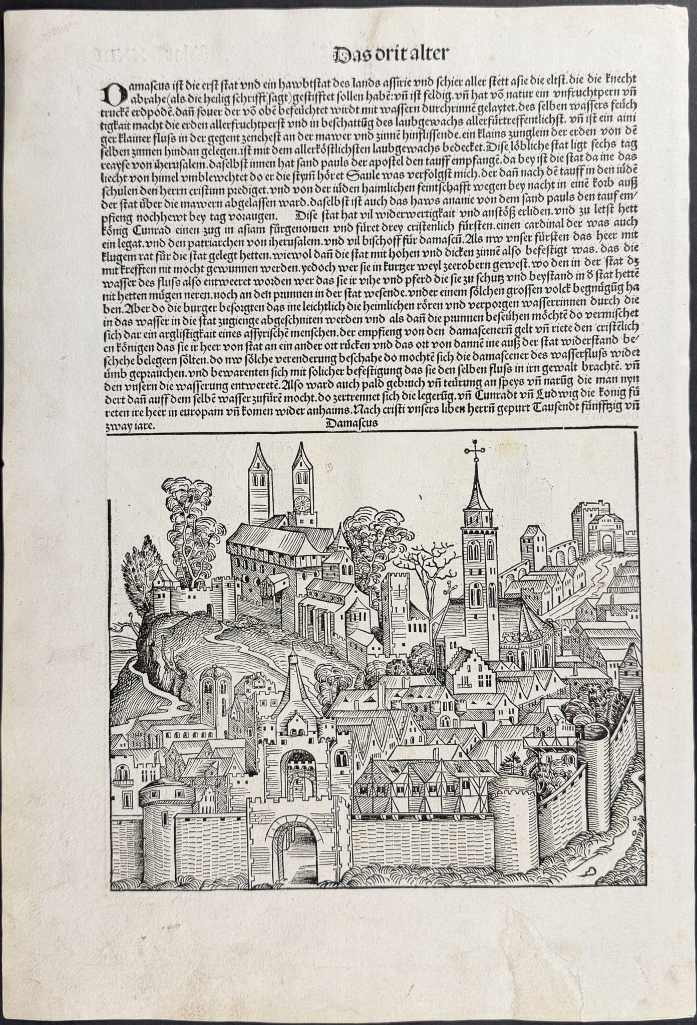 Schedel, pub. 1493 - 3 Pages with Town View & Religious & Historic Figures