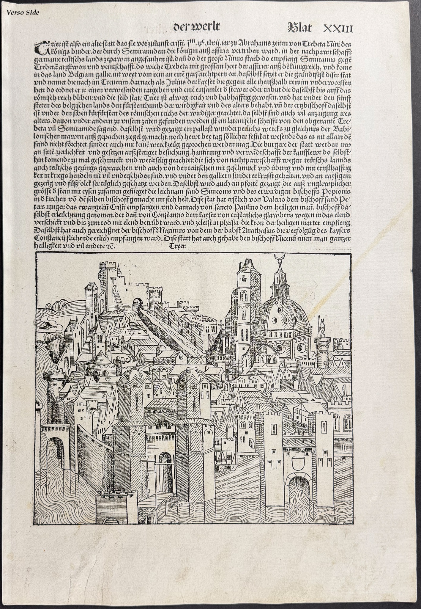 Schedel, pub. 1493 - 3 Pages with Town View & Religious & Historic Figures