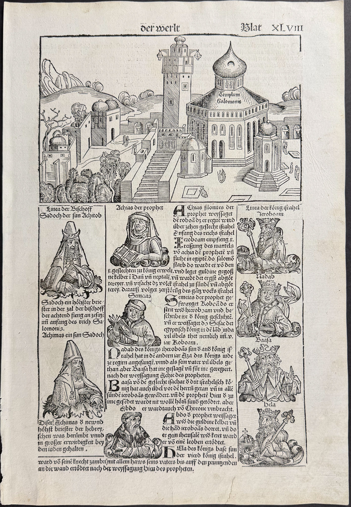 Schedel, pub. 1493 - 3 Pages with Town View & Religious & Historic Figures