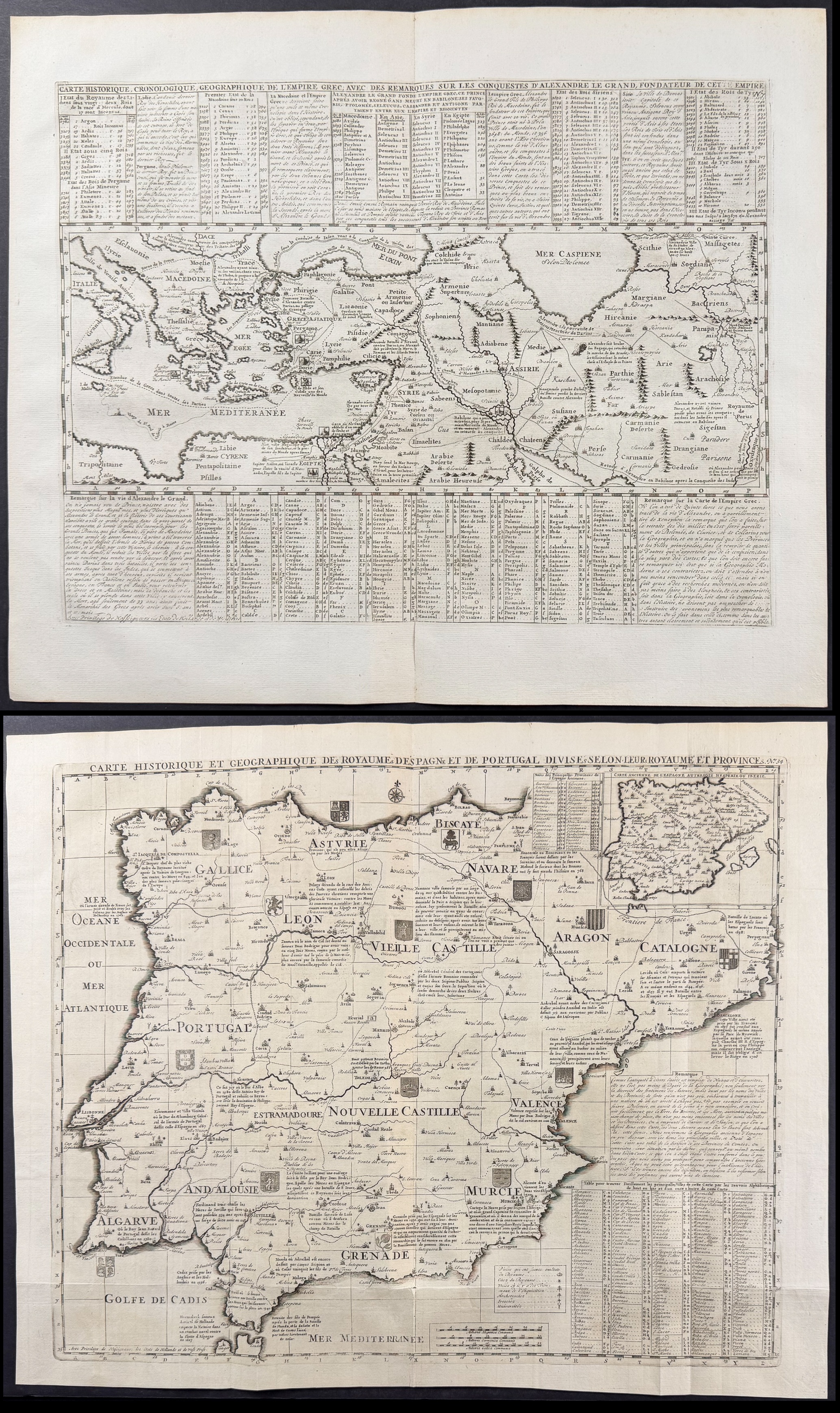 Chatelain - 4 Maps of Greece, Italy, Alexander the Great's Empire, and Spain & Portugal
