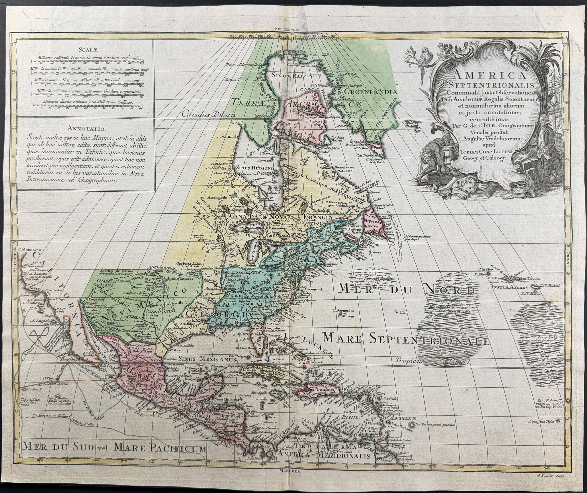 Lotter after De L'Isle - Map of North America (America Septentrionalis)