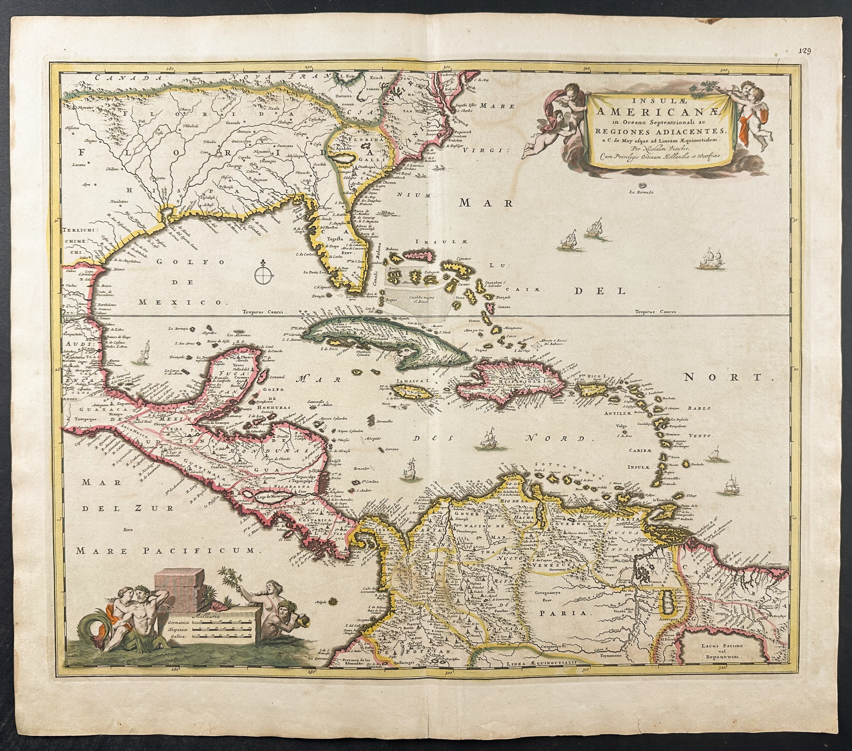 De Wit - Map of the Southeast North America, West Indies, part of Central & South America
