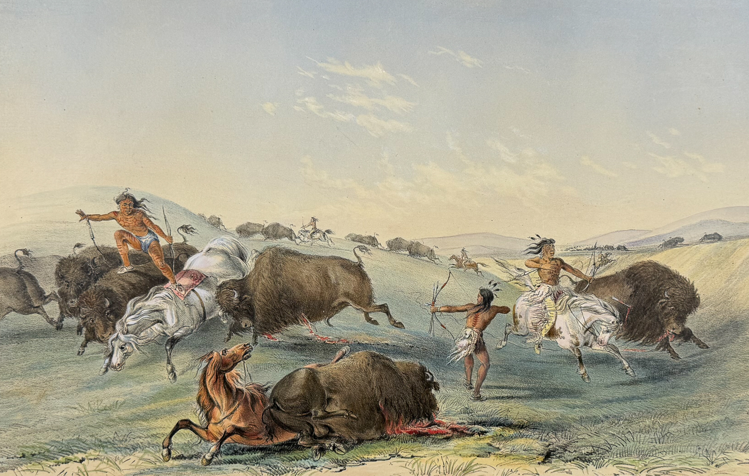 Catlin, Folio, On Card - Buffalo Hunt, Chase