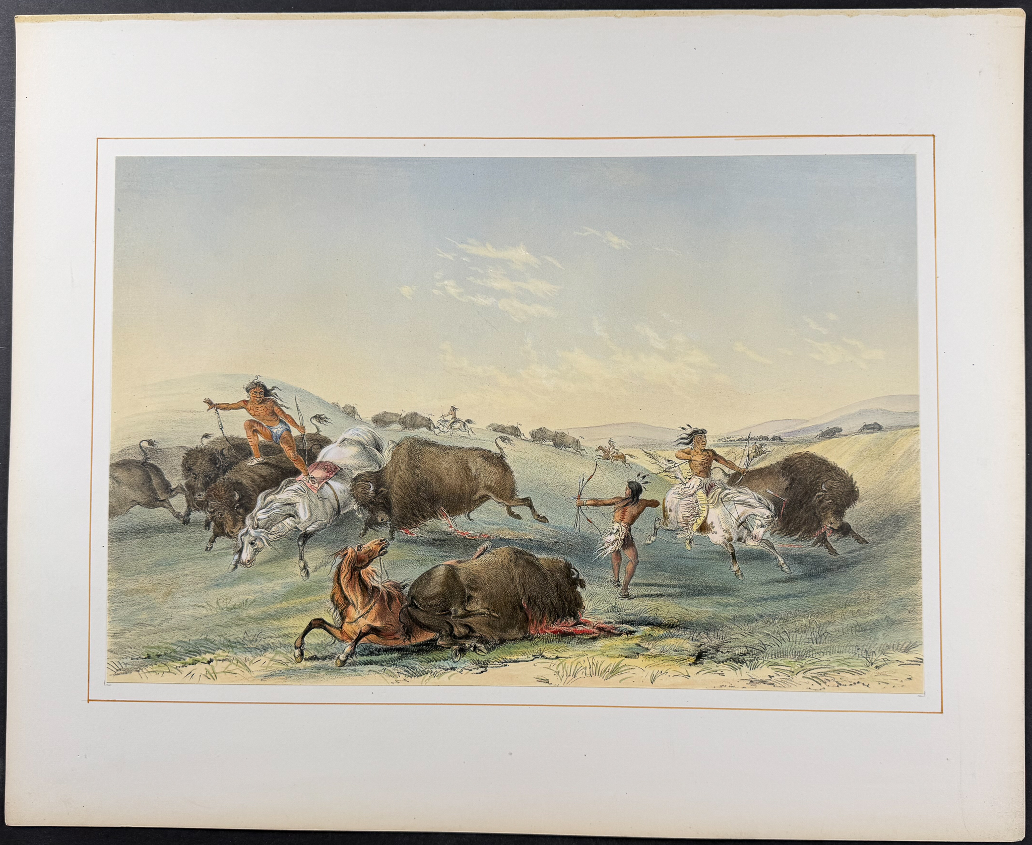 Catlin, Folio, On Card - Buffalo Hunt, Chase